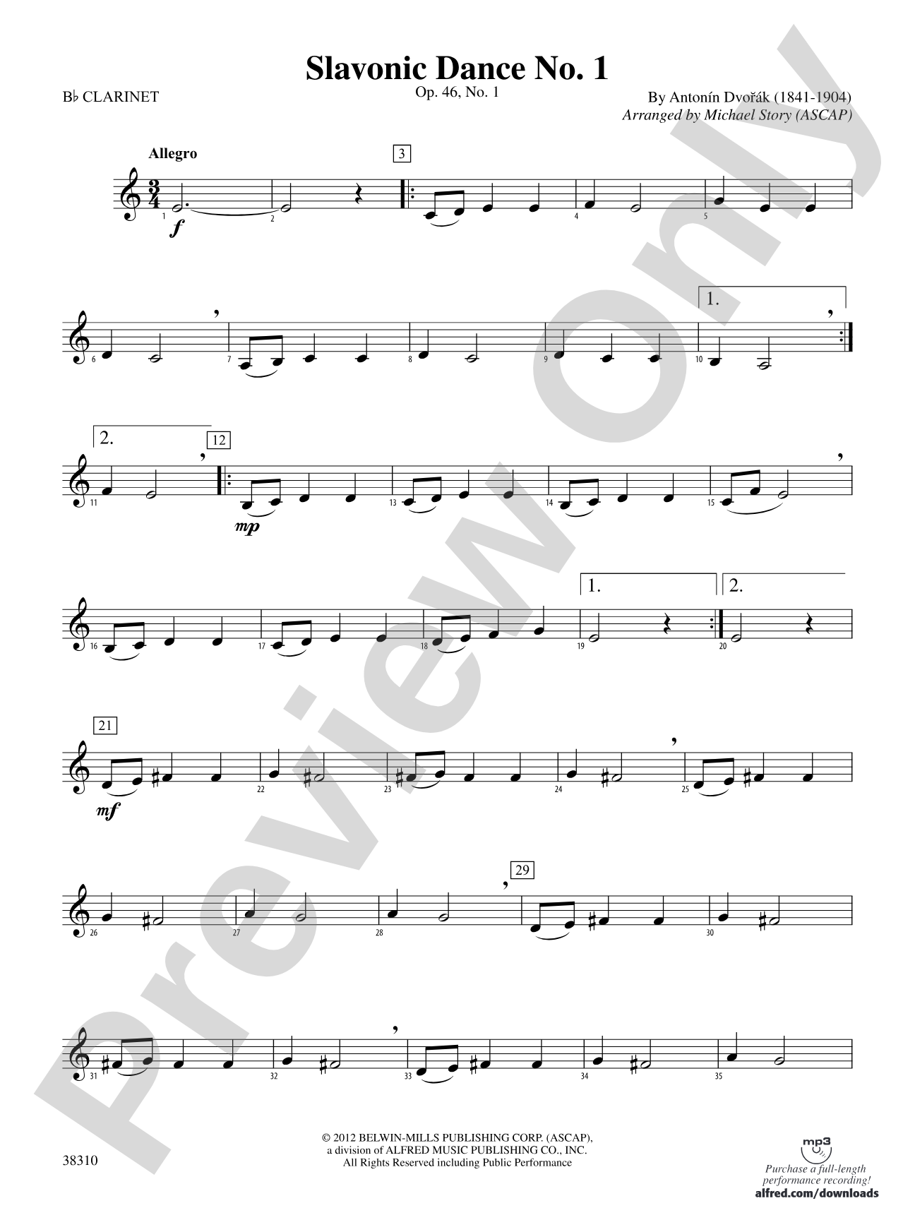 Slavonic Dance No. 1: 1st B-flat Clarinet