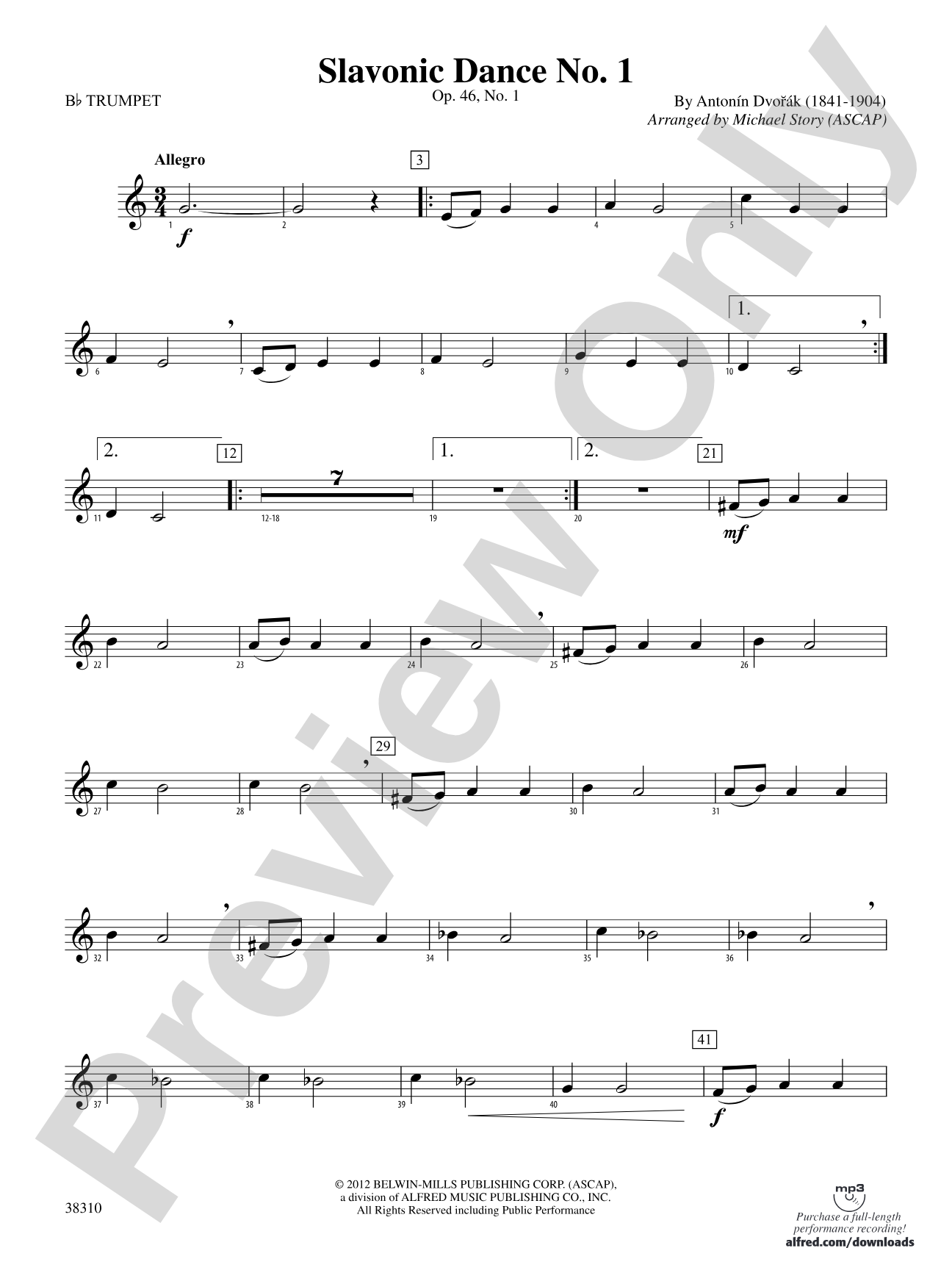 Slavonic Dance No. 1: 1st B-flat Trumpet
