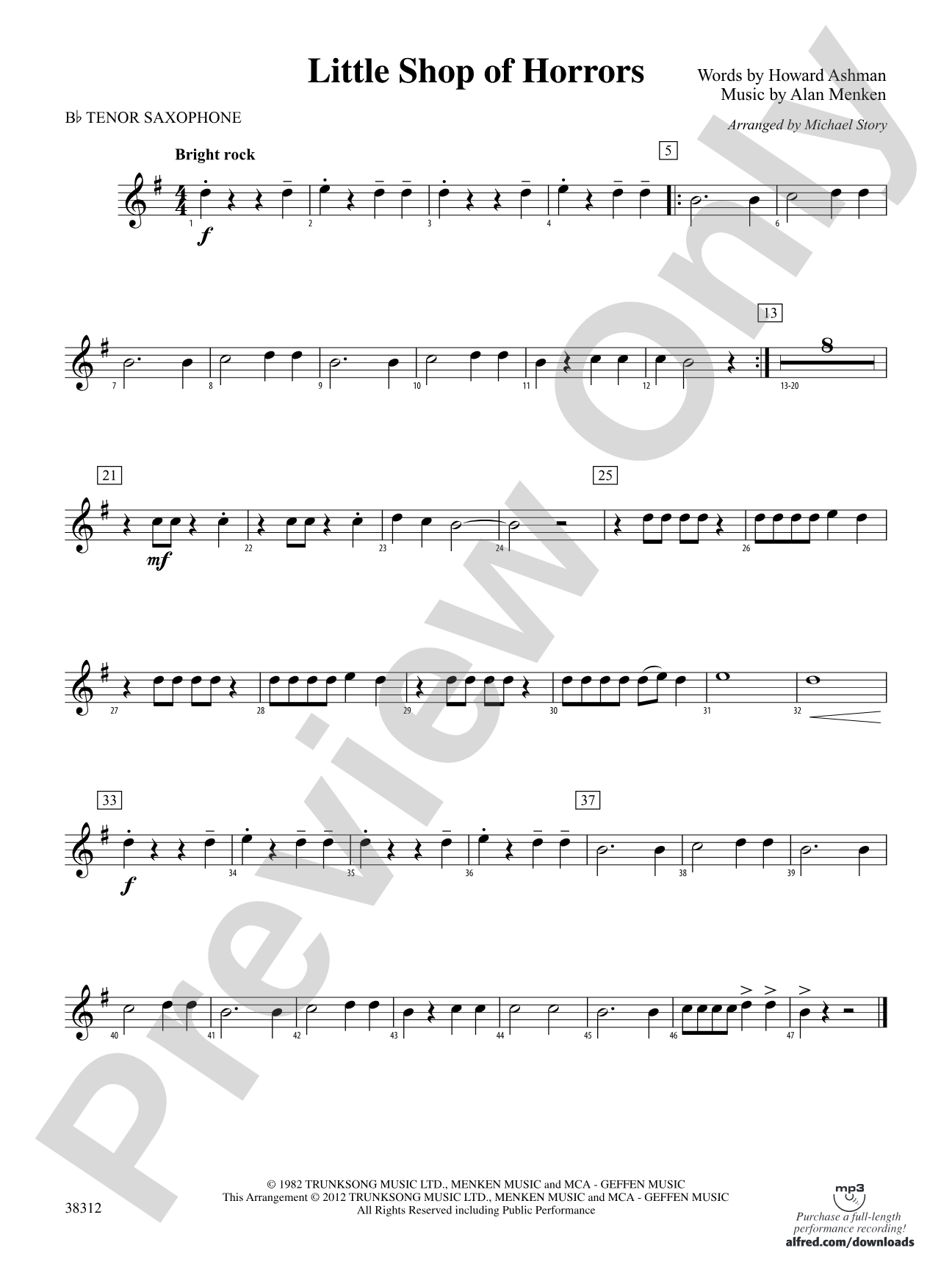 Little Shop of Horrors: B-flat Tenor Saxophone