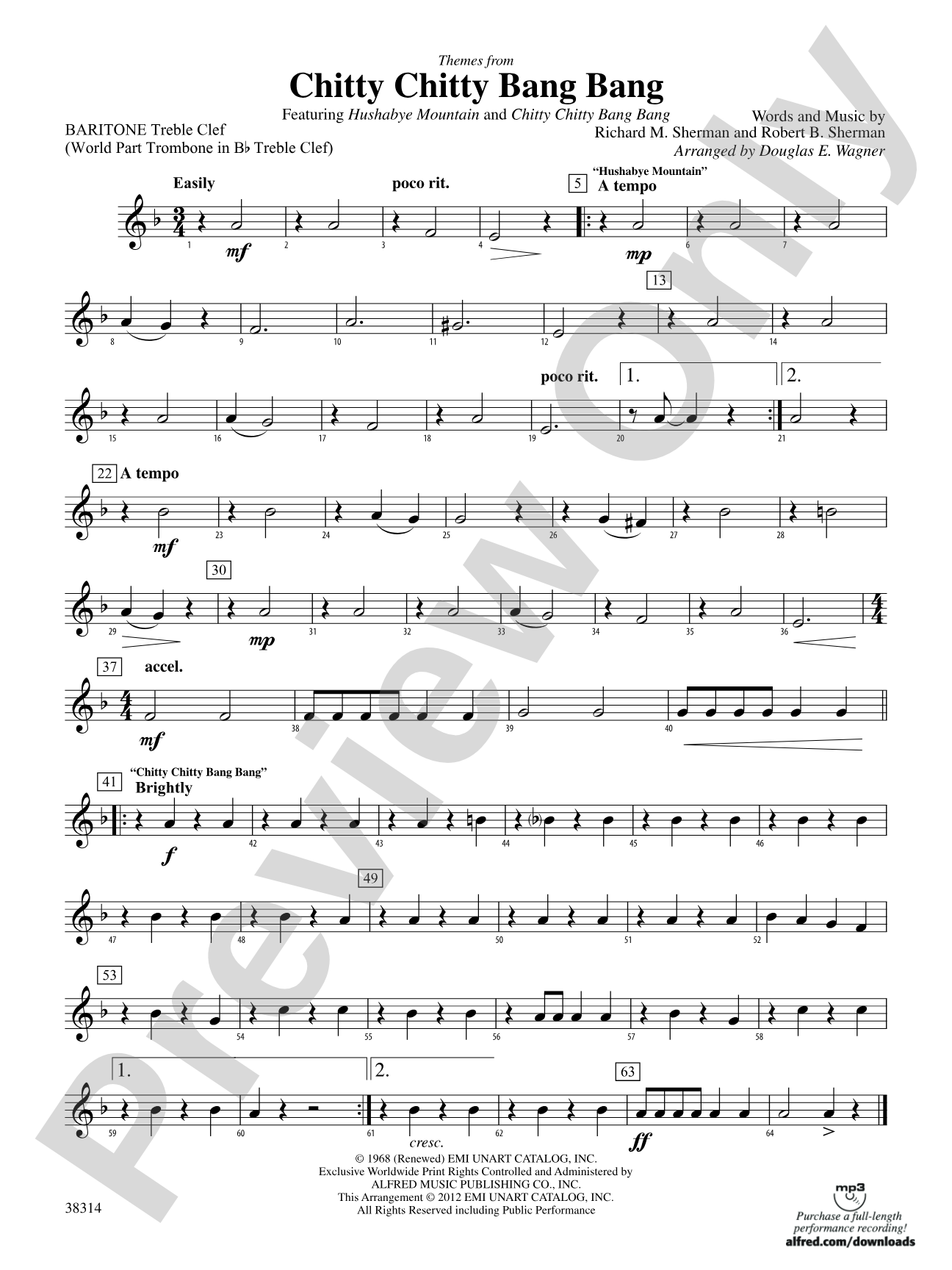 Chitty Chitty Bang Bang, Themes from: Baritone T.C.