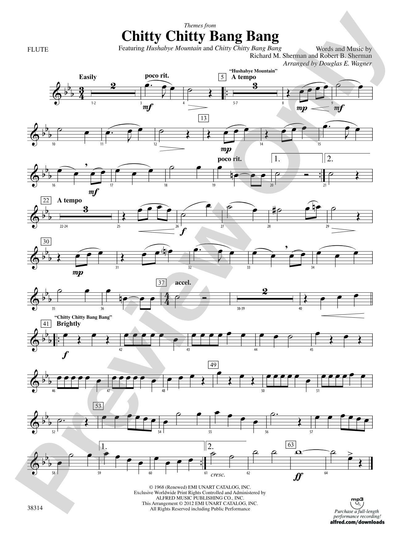 Chitty Chitty Bang Bang, Themes from: Flute