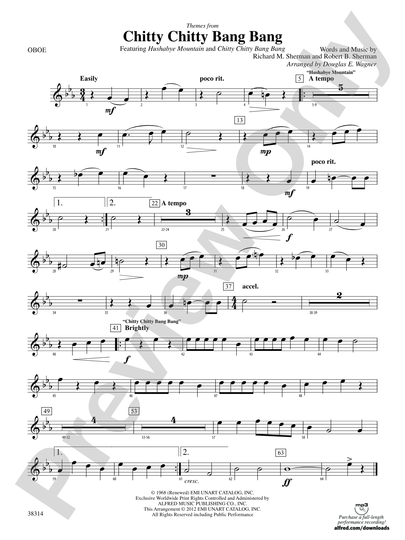 Chitty Chitty Bang Bang, Themes from: Oboe