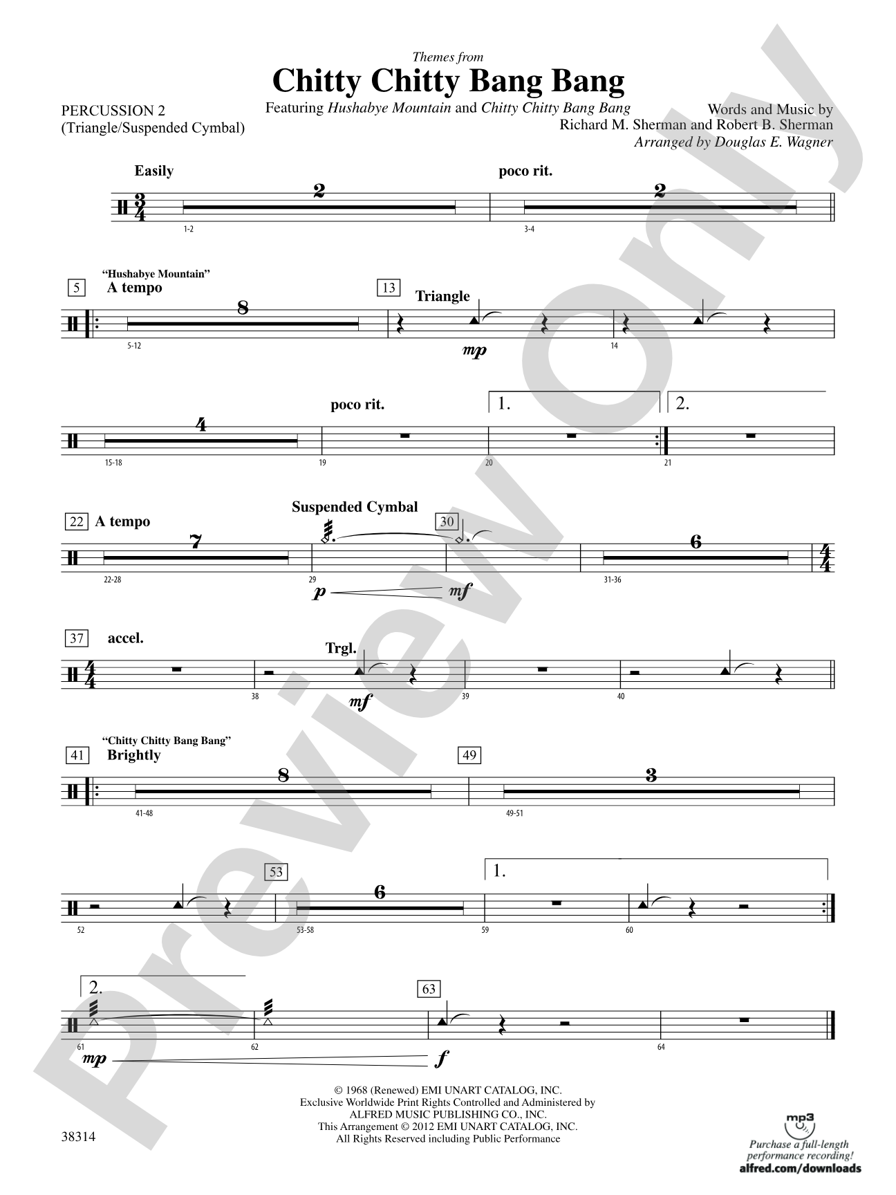 Chitty Chitty Bang Bang, Themes from: 2nd Percussion