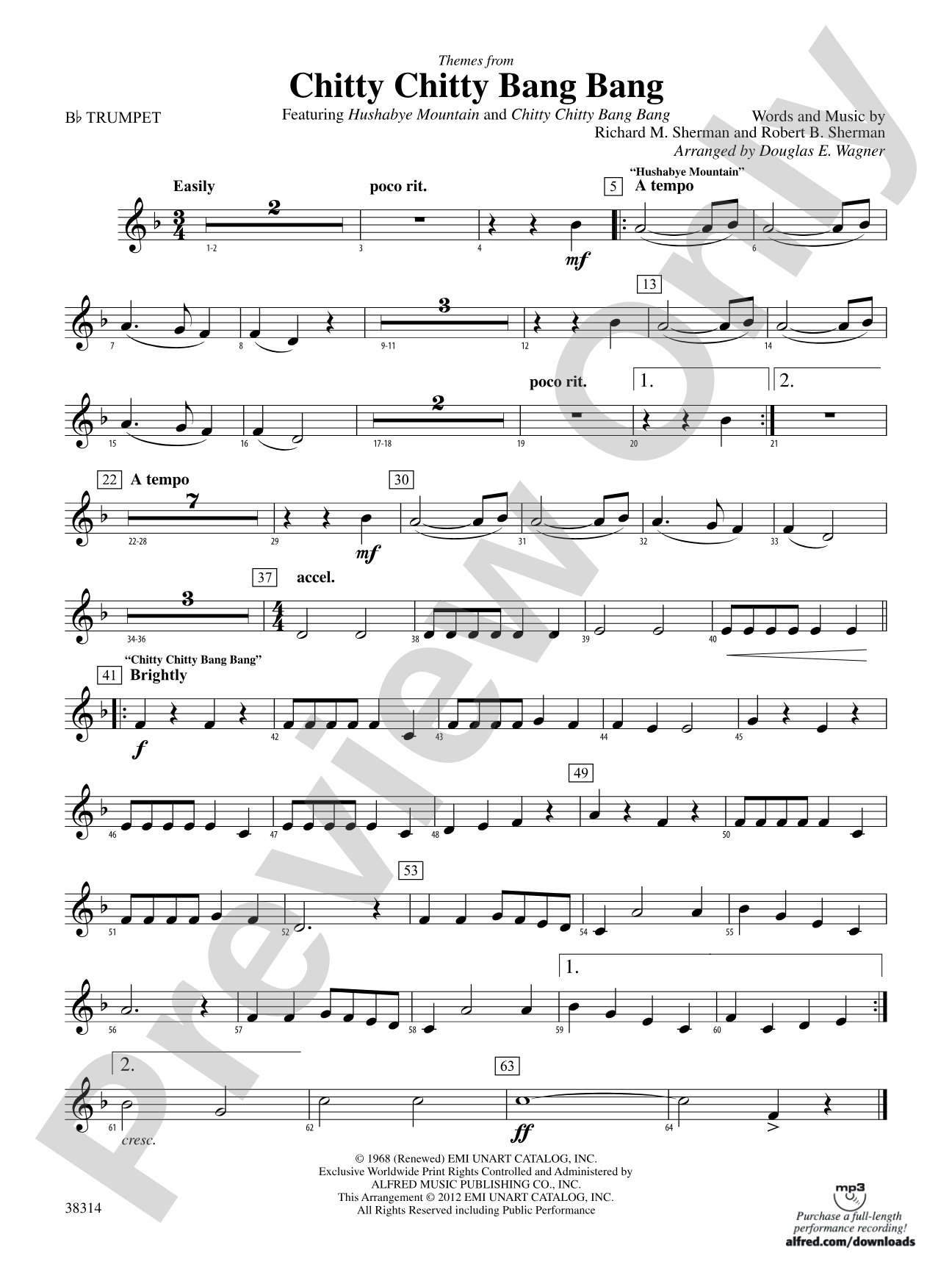 Chitty Chitty Bang Bang, Themes from: 1st B-flat Trumpet