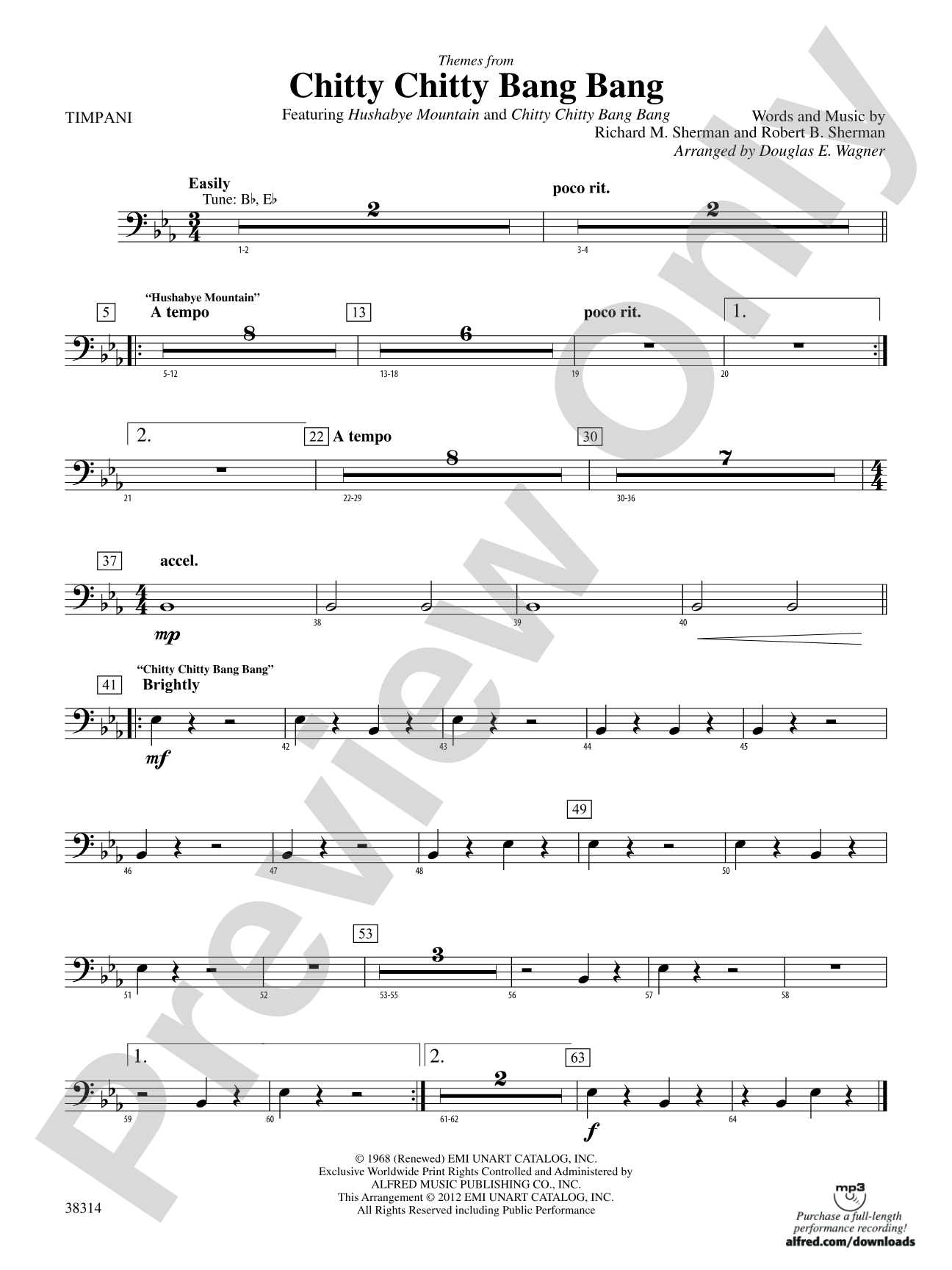 Chitty Chitty Bang Bang, Themes from: Timpani