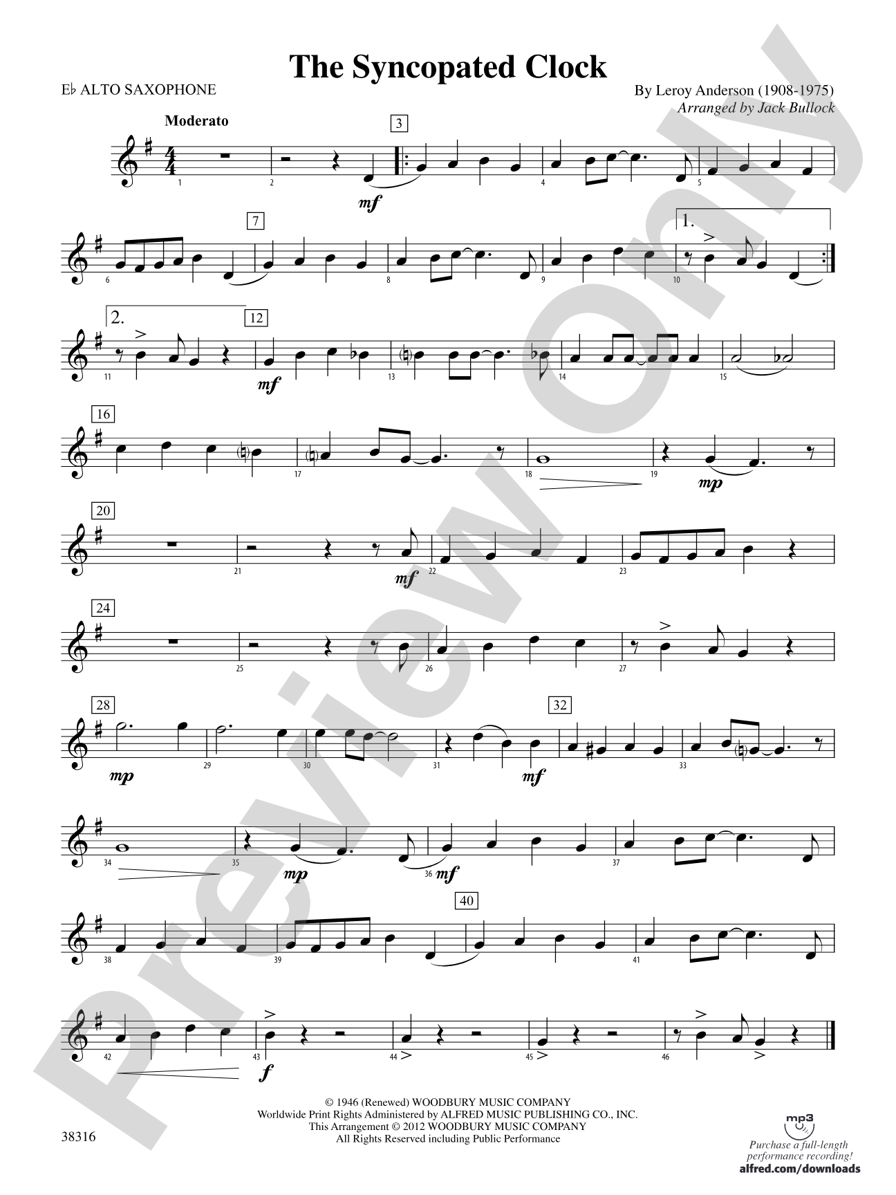 The Syncopated Clock: E-flat Alto Saxophone
