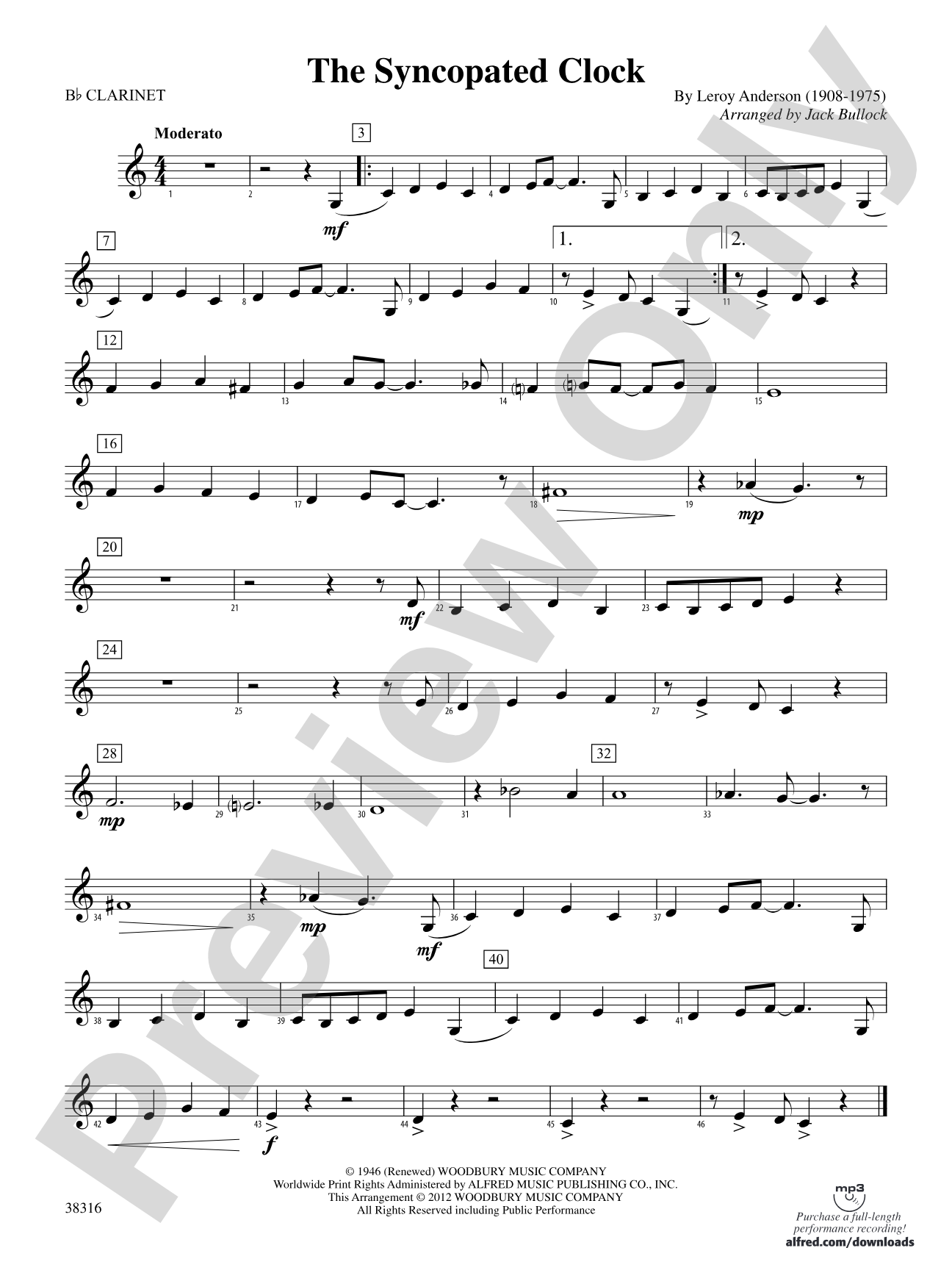 The Syncopated Clock: 1st B-flat Clarinet
