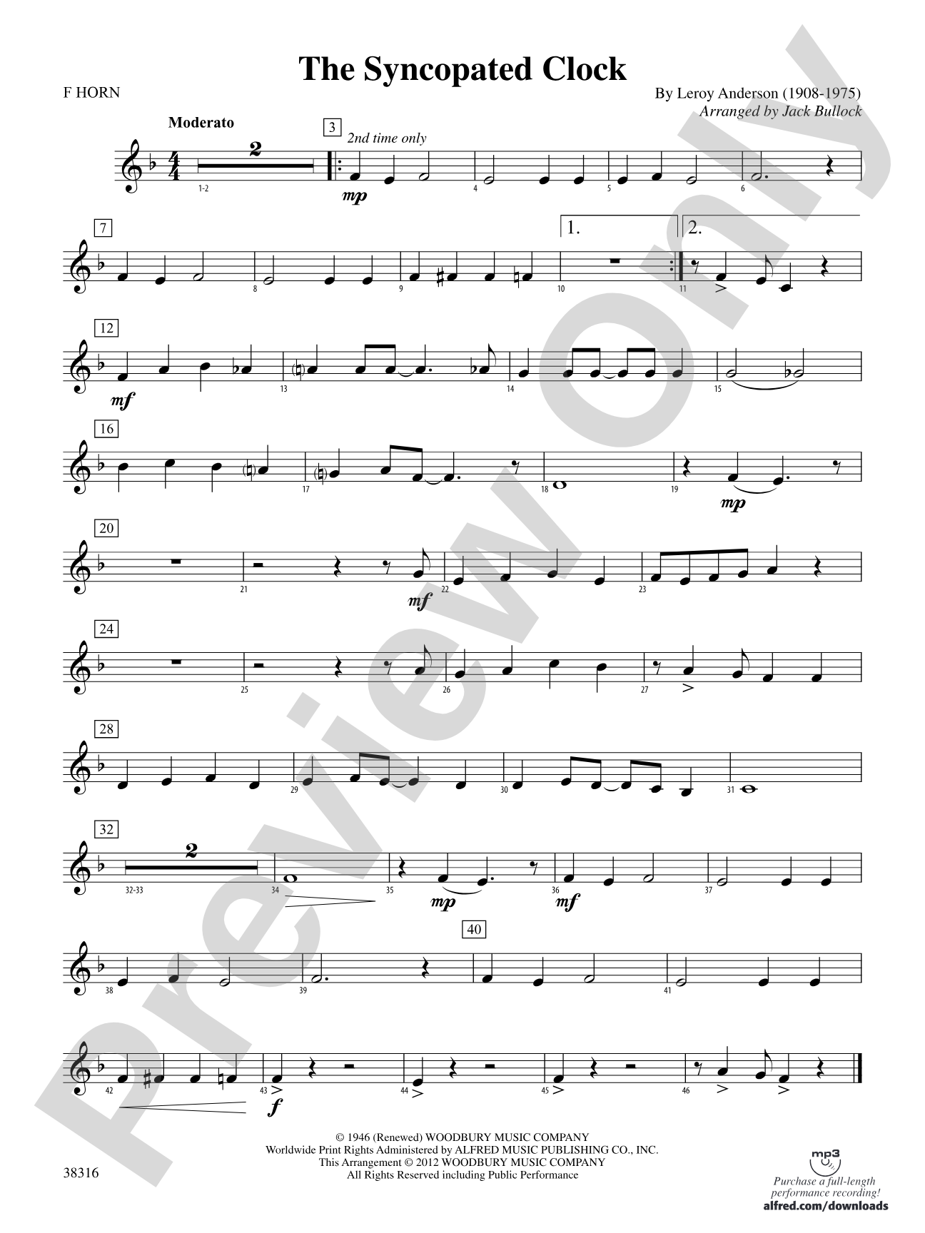 The Syncopated Clock: 1st F Horn