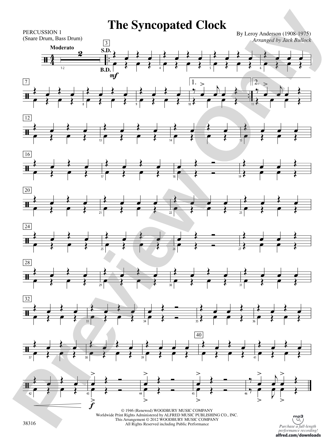 The Syncopated Clock: 1st Percussion