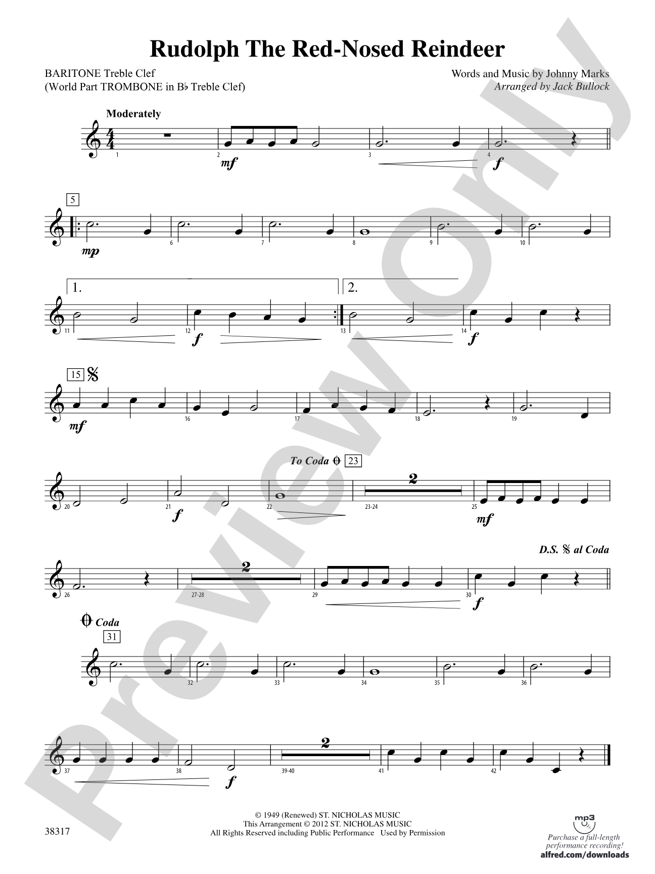 Rudolph the Red-Nosed Reindeer: Baritone T.C.