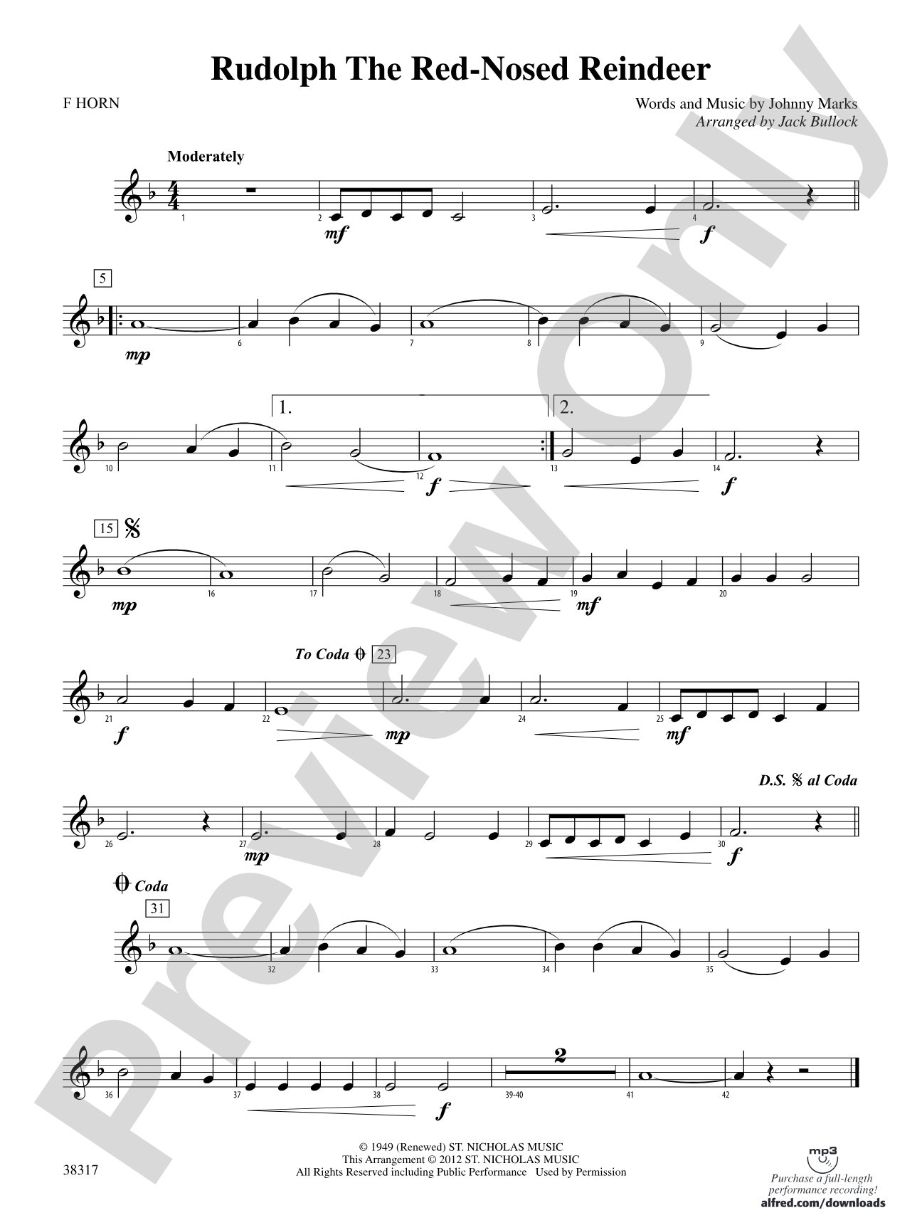 Rudolph the Red-Nosed Reindeer: 1st F Horn