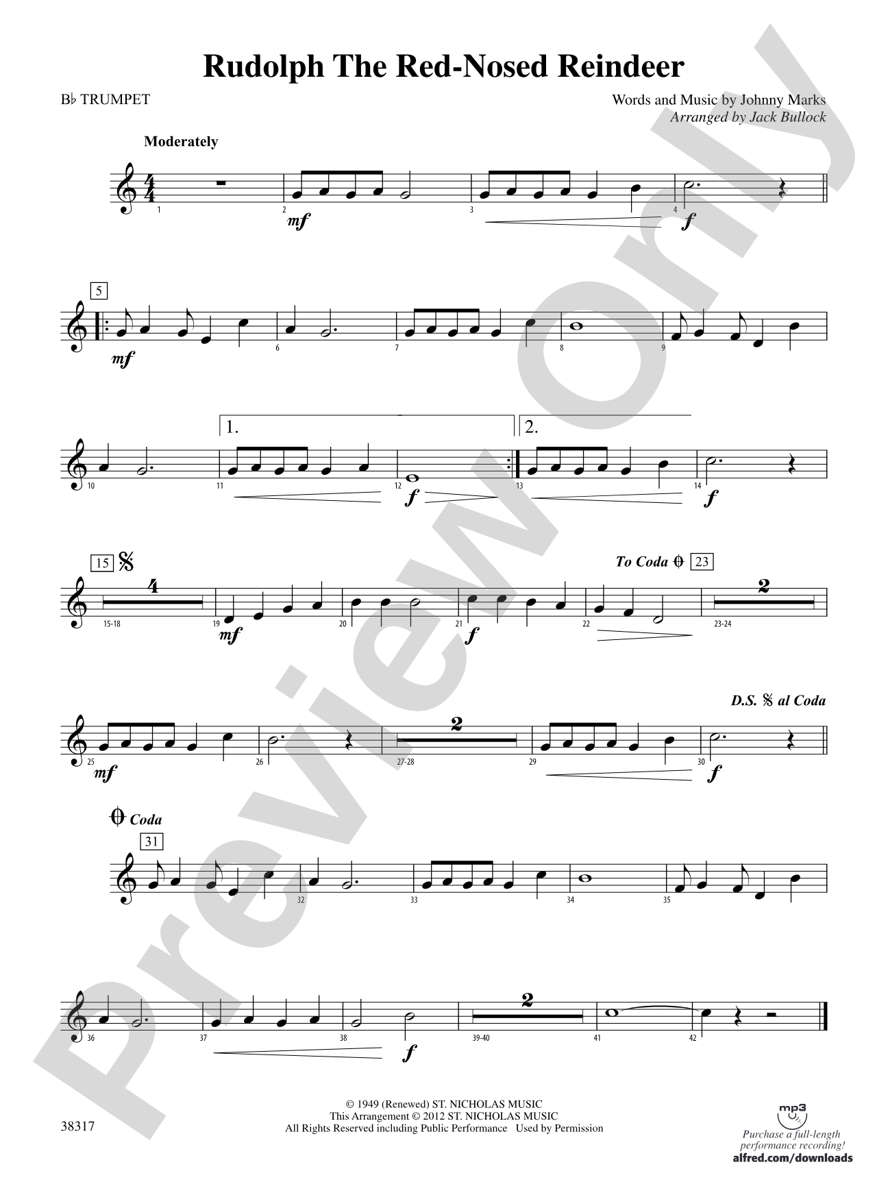 Rudolph the Red-Nosed Reindeer: 1st B-flat Trumpet