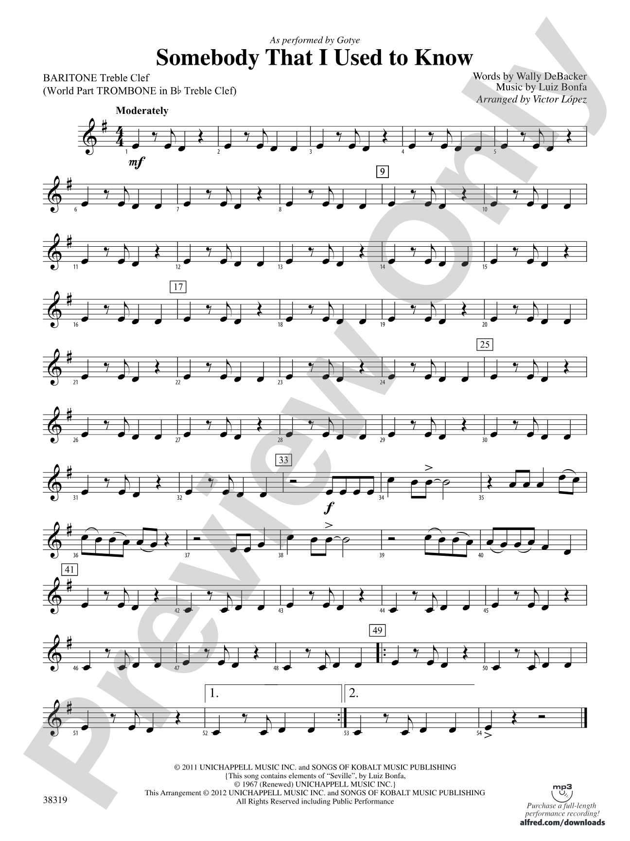 Somebody That I Used to Know: Baritone T.C.