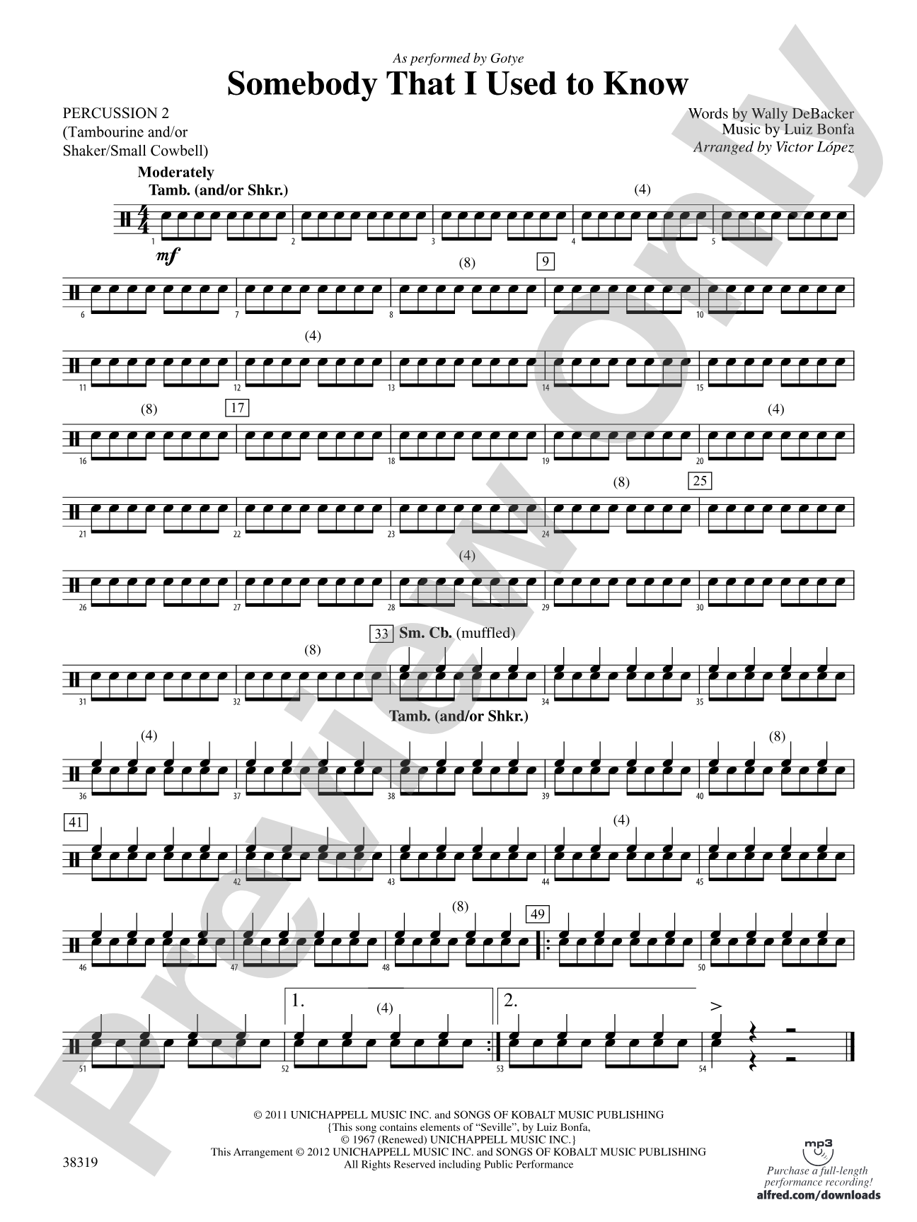 Somebody That I Used to Know: 2nd Percussion