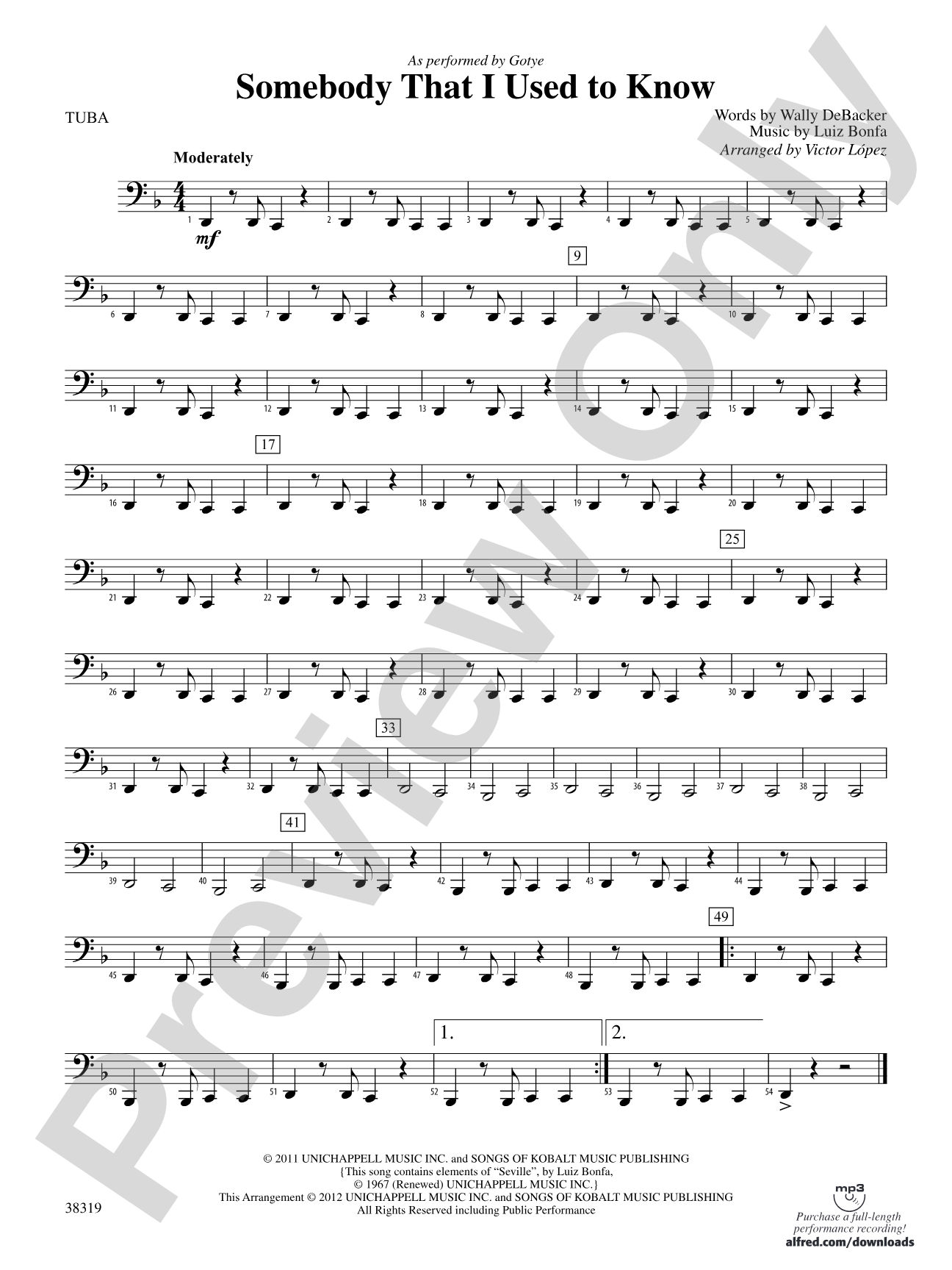 Somebody That I Used to Know: Tuba