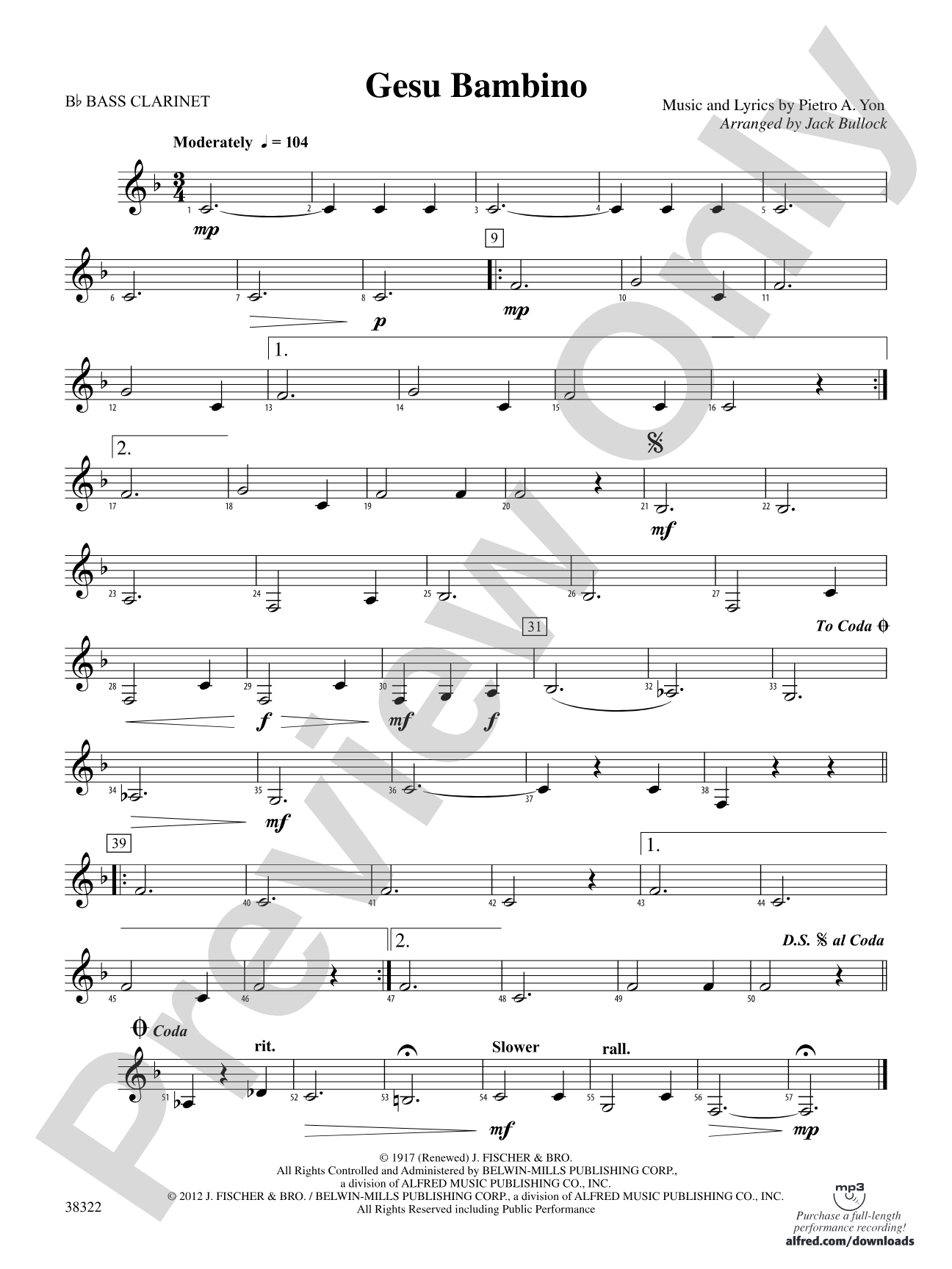 Gesu Bambino: B-flat Bass Clarinet