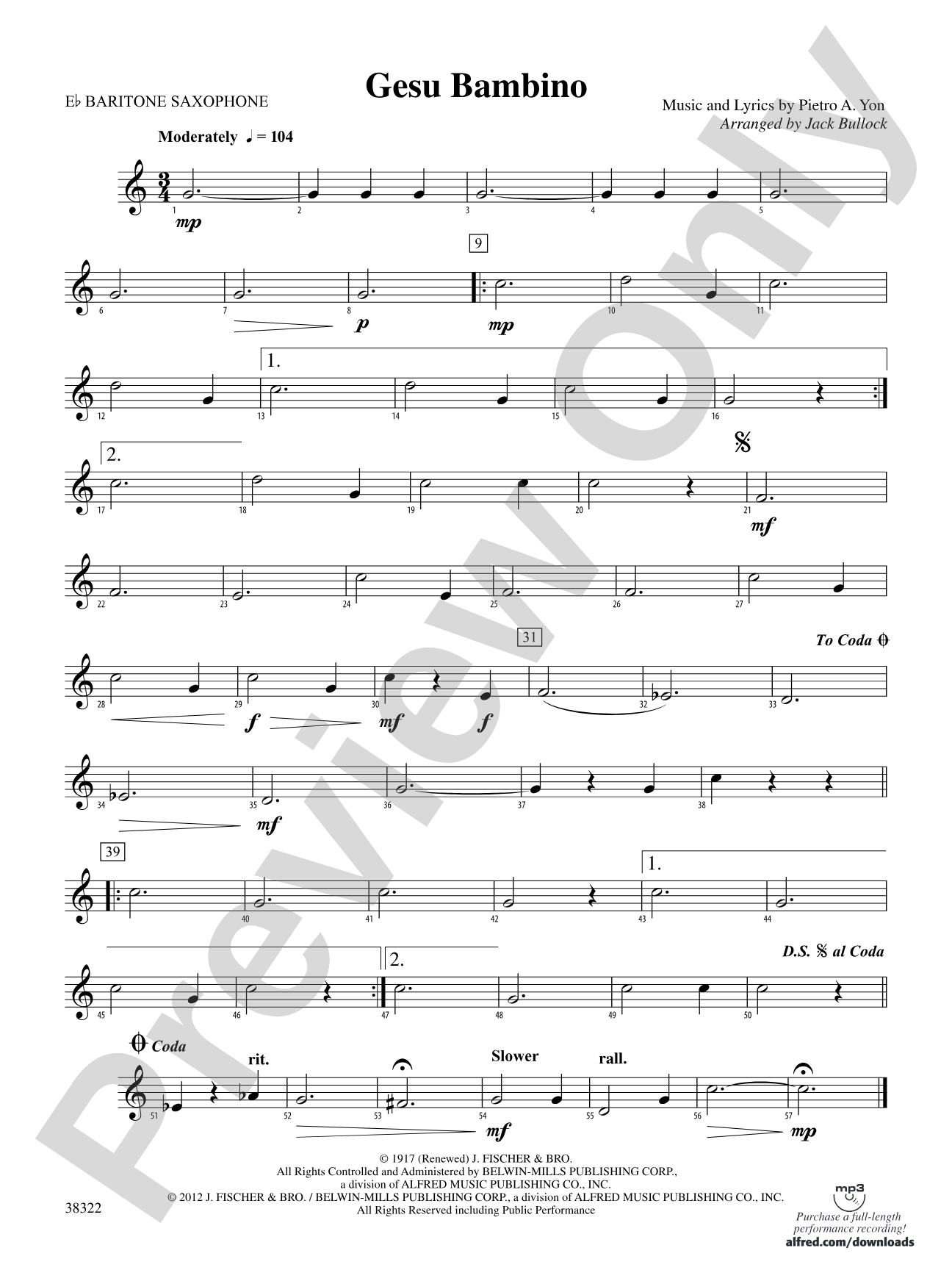 Gesu Bambino: E-flat Baritone Saxophone