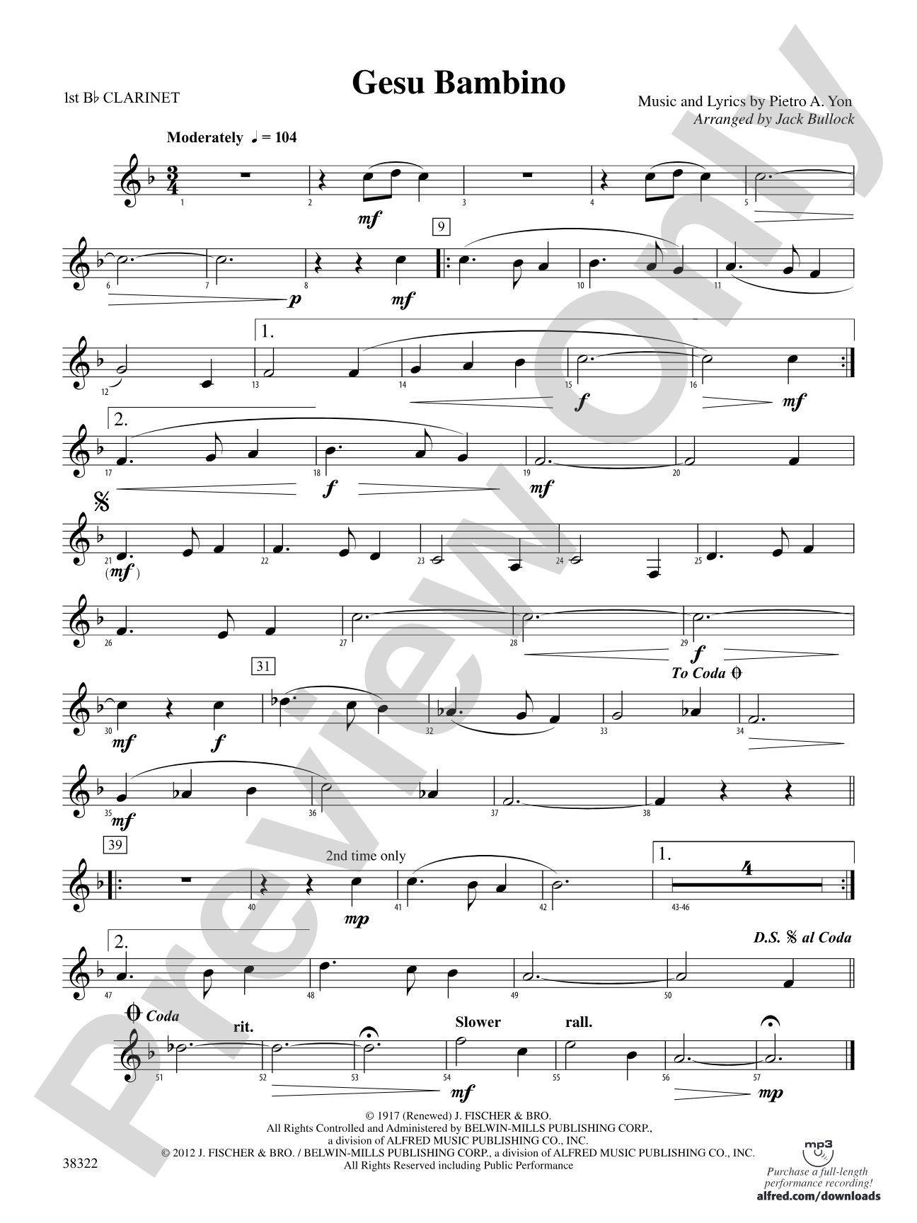 Gesu Bambino: 1st B-flat Clarinet