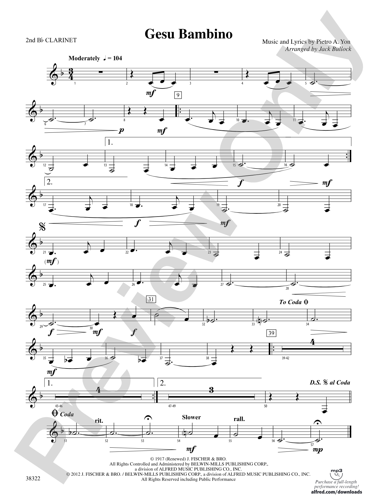 Gesu Bambino: 2nd B-flat Clarinet