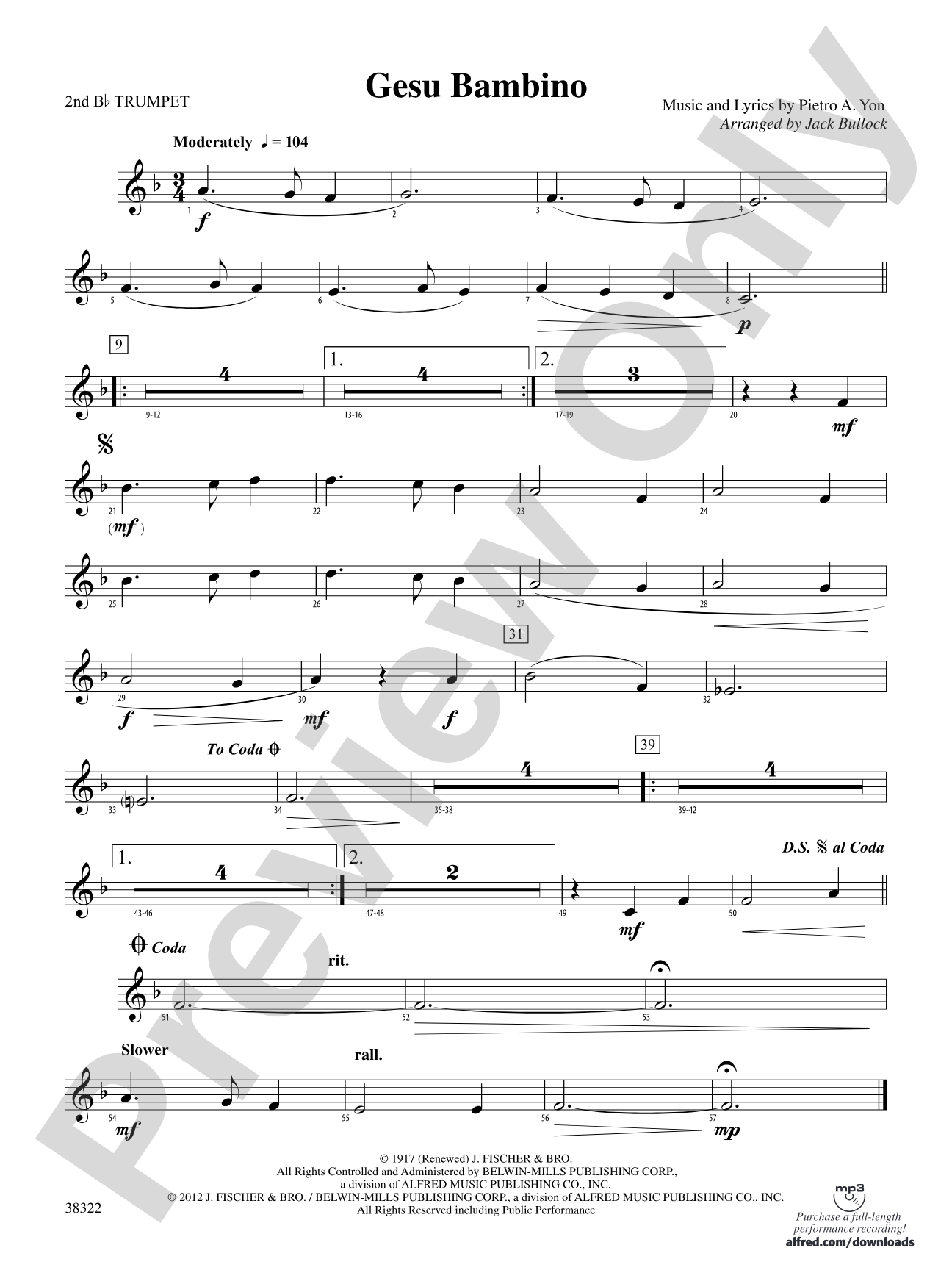 Gesu Bambino: 2nd B-flat Trumpet