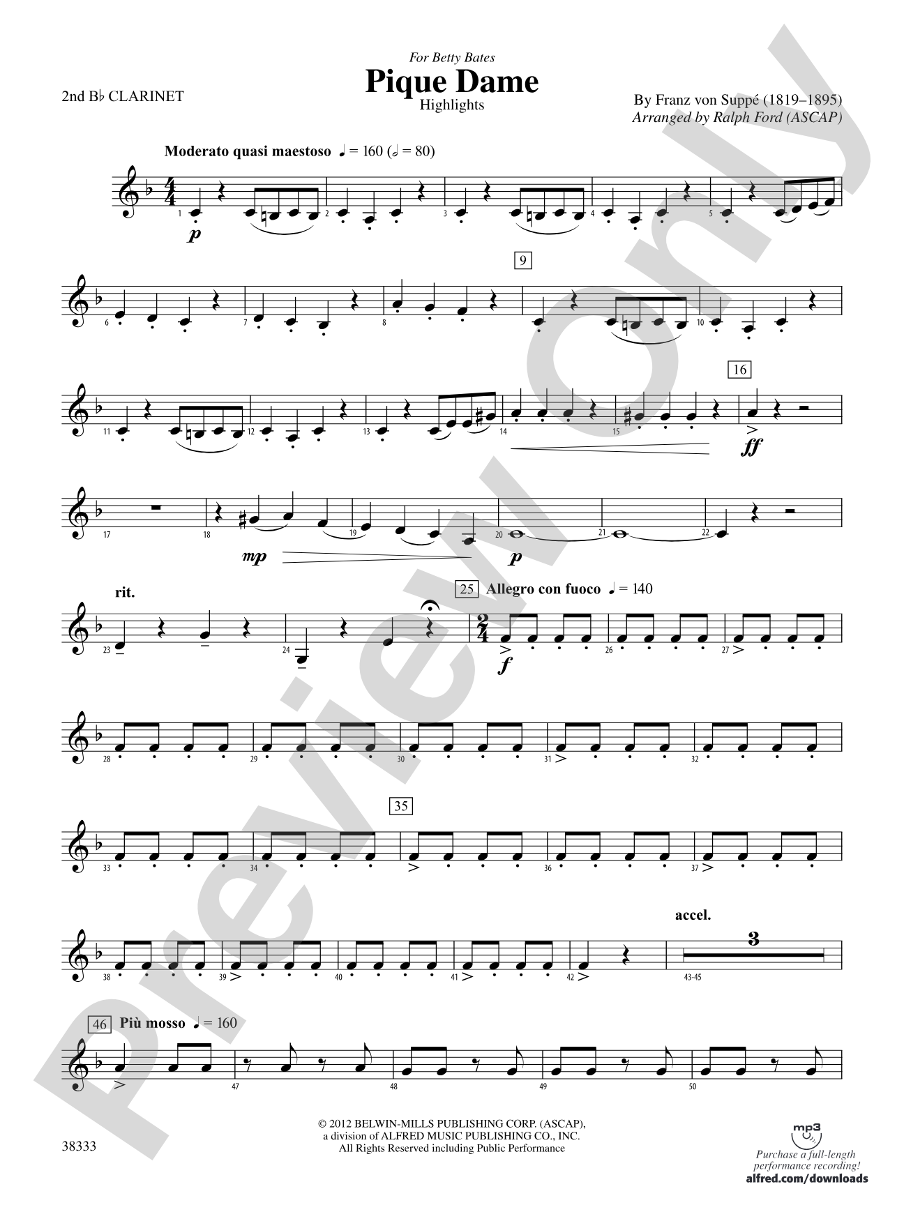 Pique Dame (Highlights): 2nd B-flat Clarinet