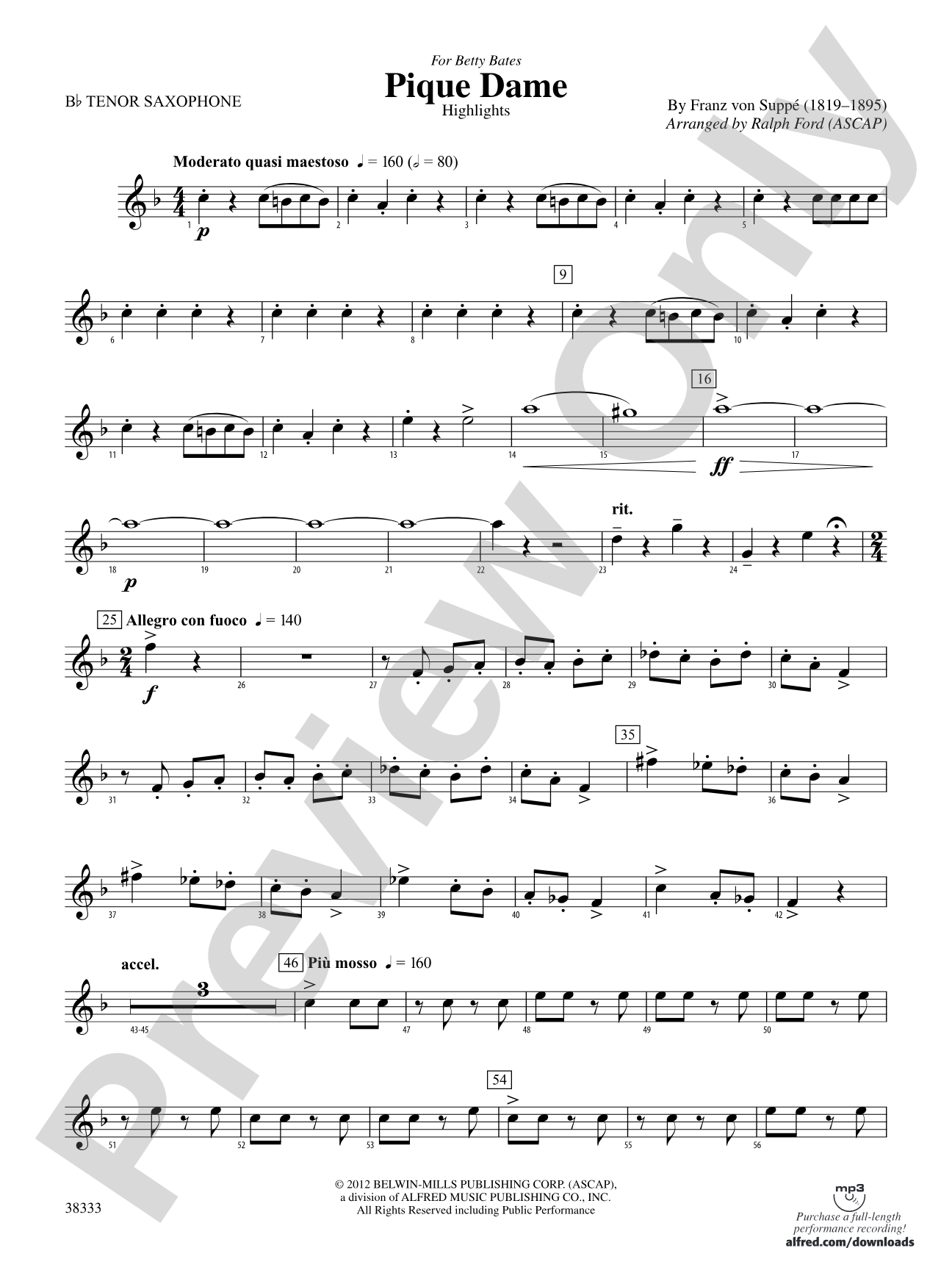 Pique Dame (Highlights): B-flat Tenor Saxophone