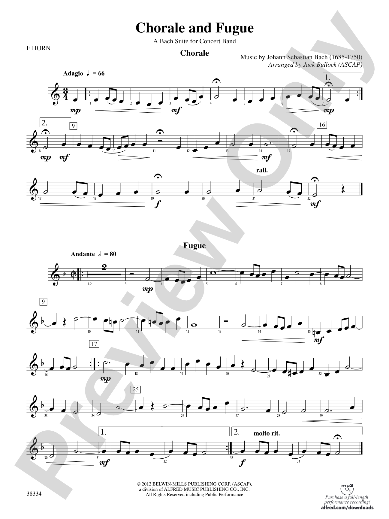 Chorale and Fugue: 1st F Horn