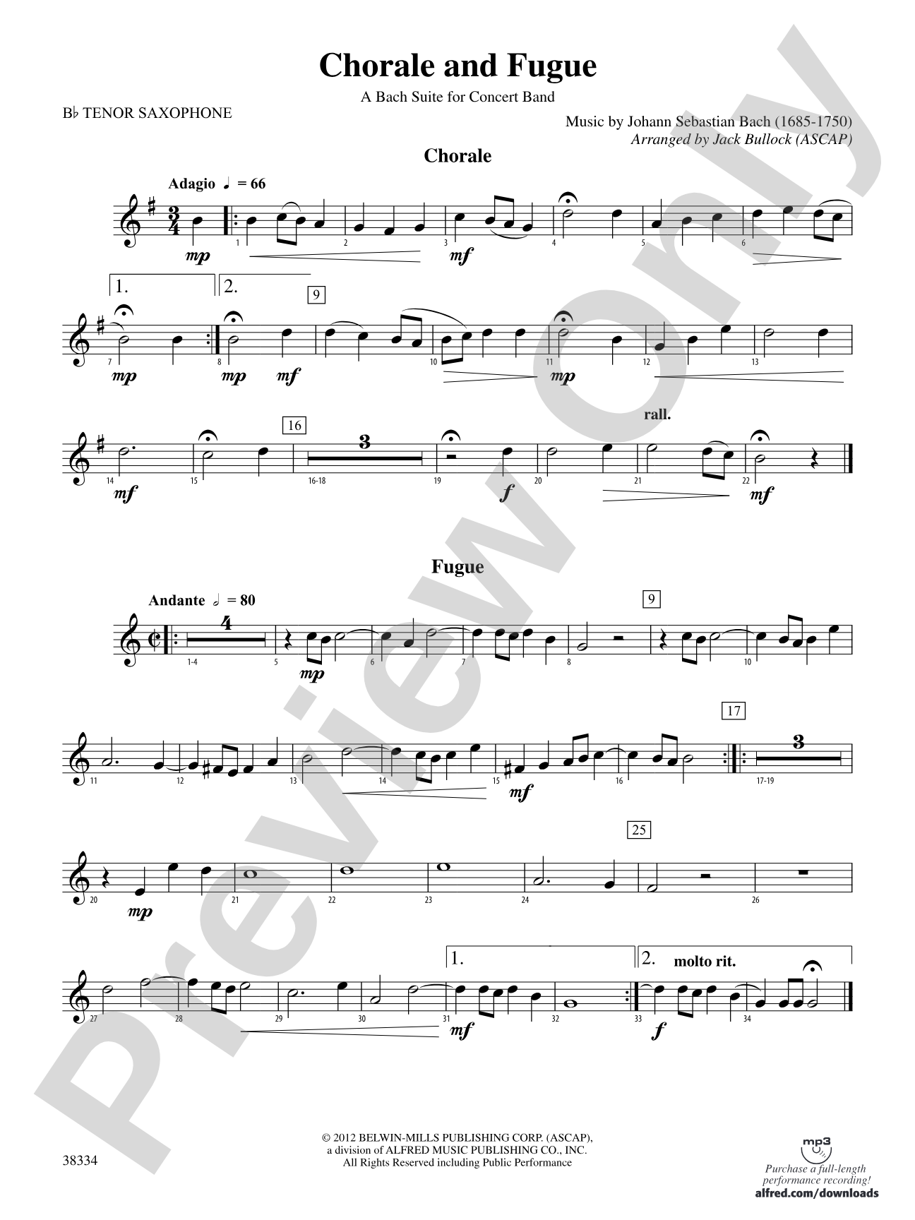 Chorale and Fugue: B-flat Tenor Saxophone