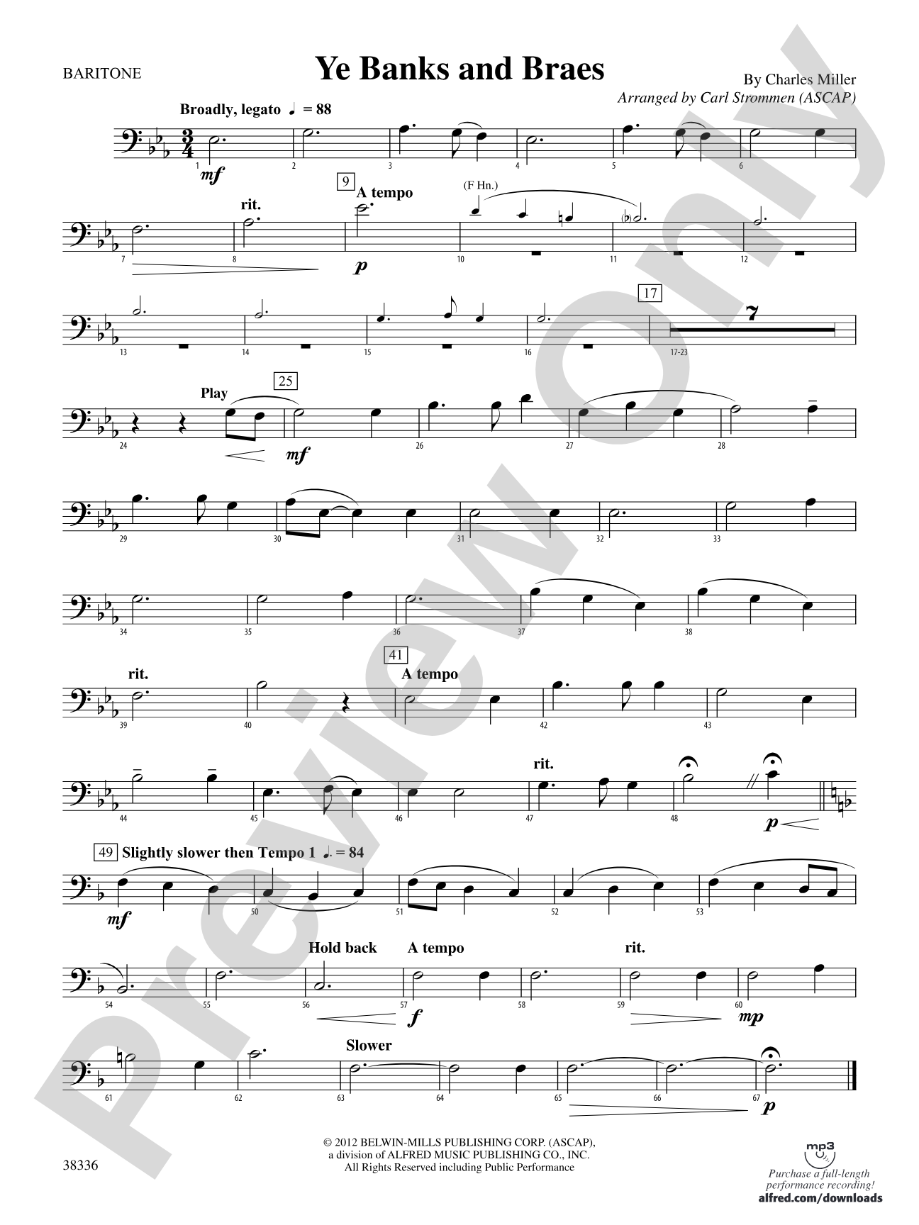 Ye Banks and Braes: Baritone B.C.