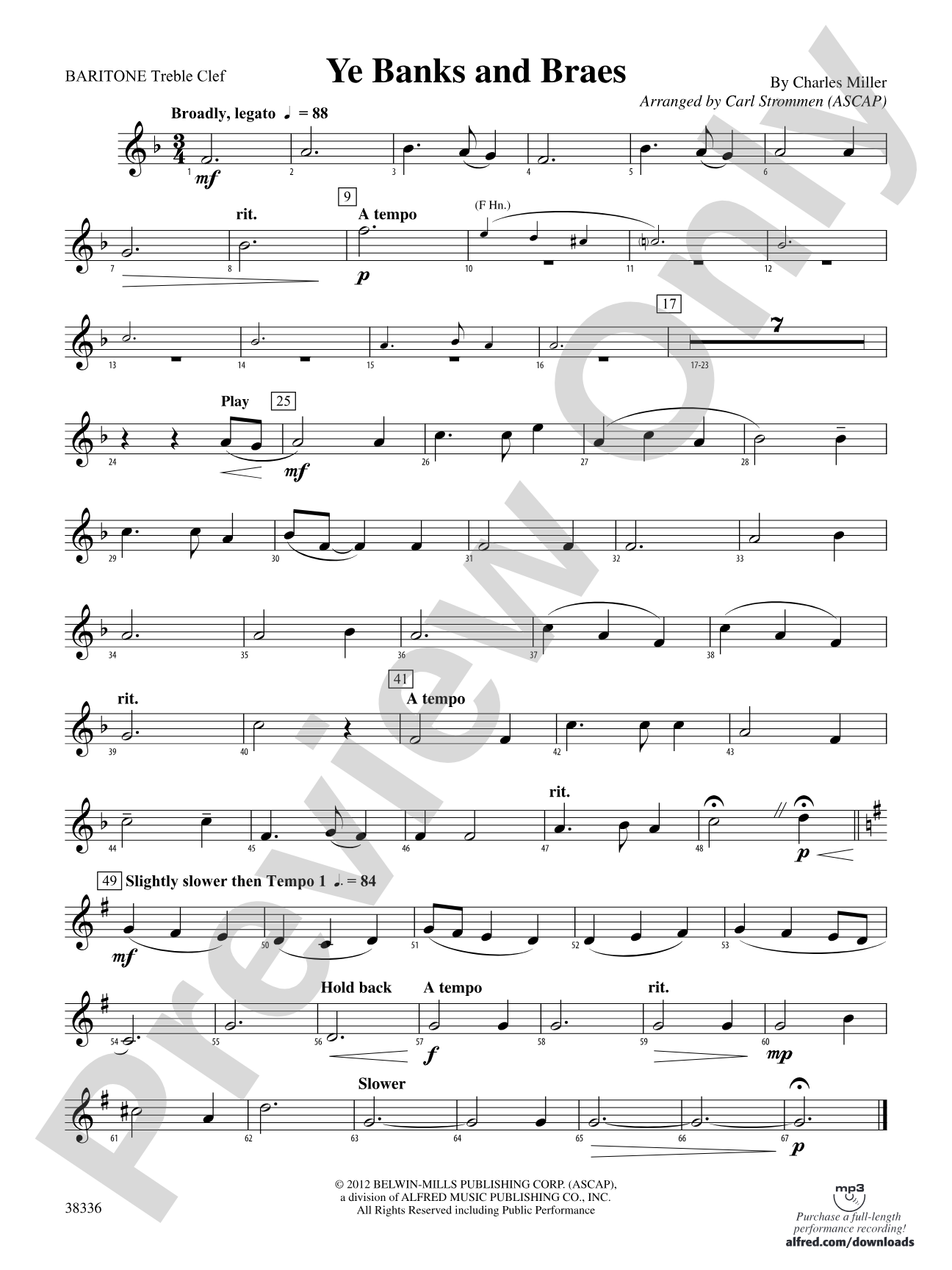 Ye Banks and Braes: Baritone T.C.