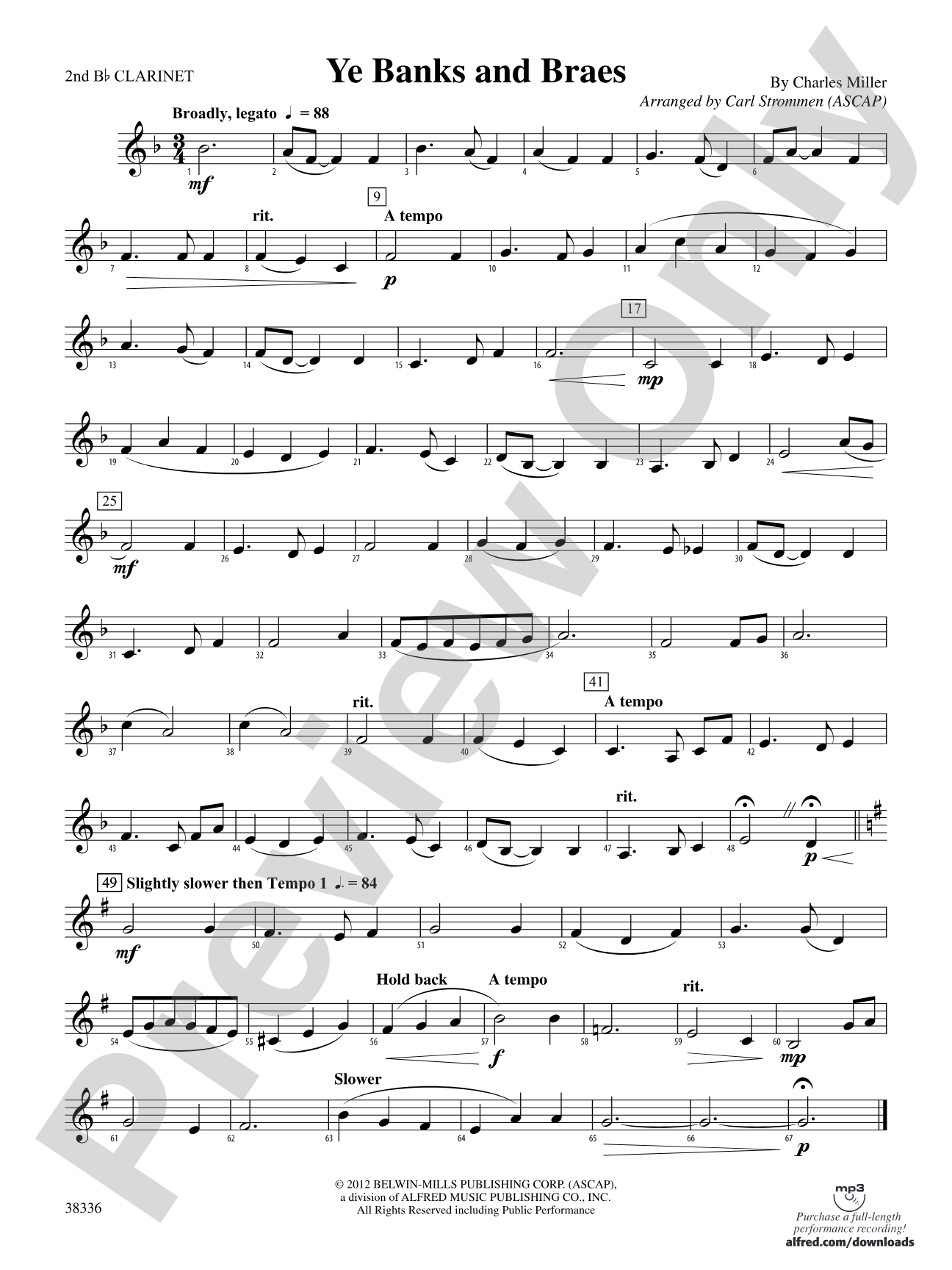 Ye Banks and Braes: 2nd B-flat Clarinet