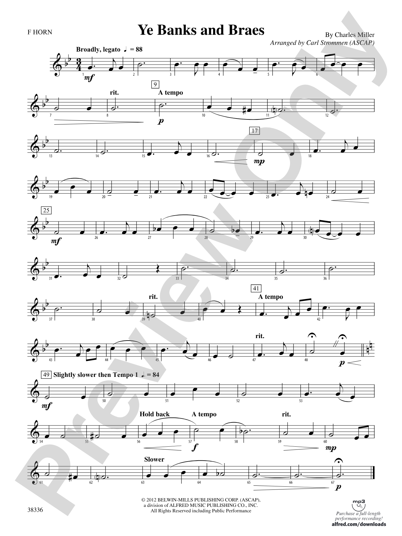Ye Banks and Braes: 1st F Horn