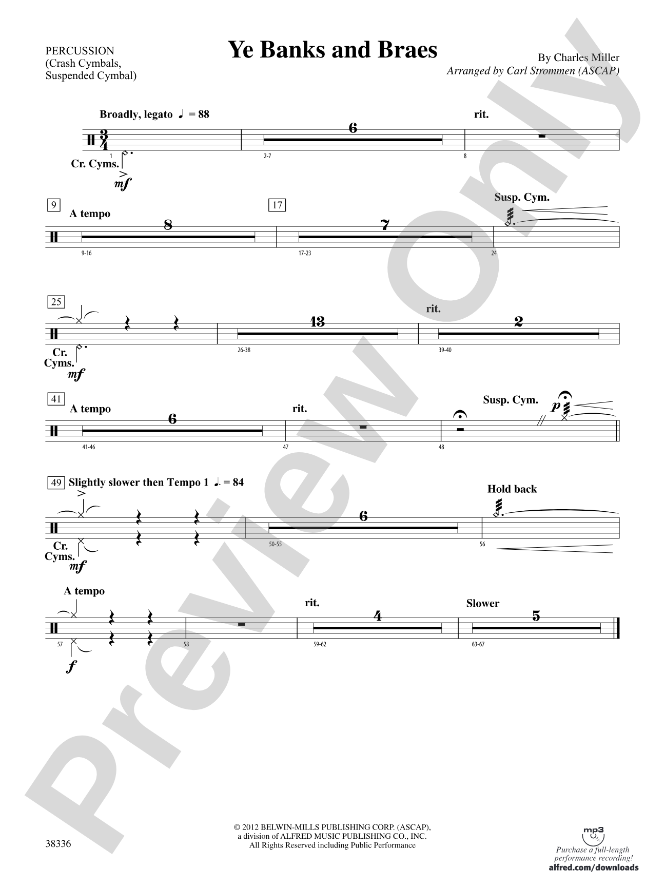 Ye Banks and Braes: 1st Percussion