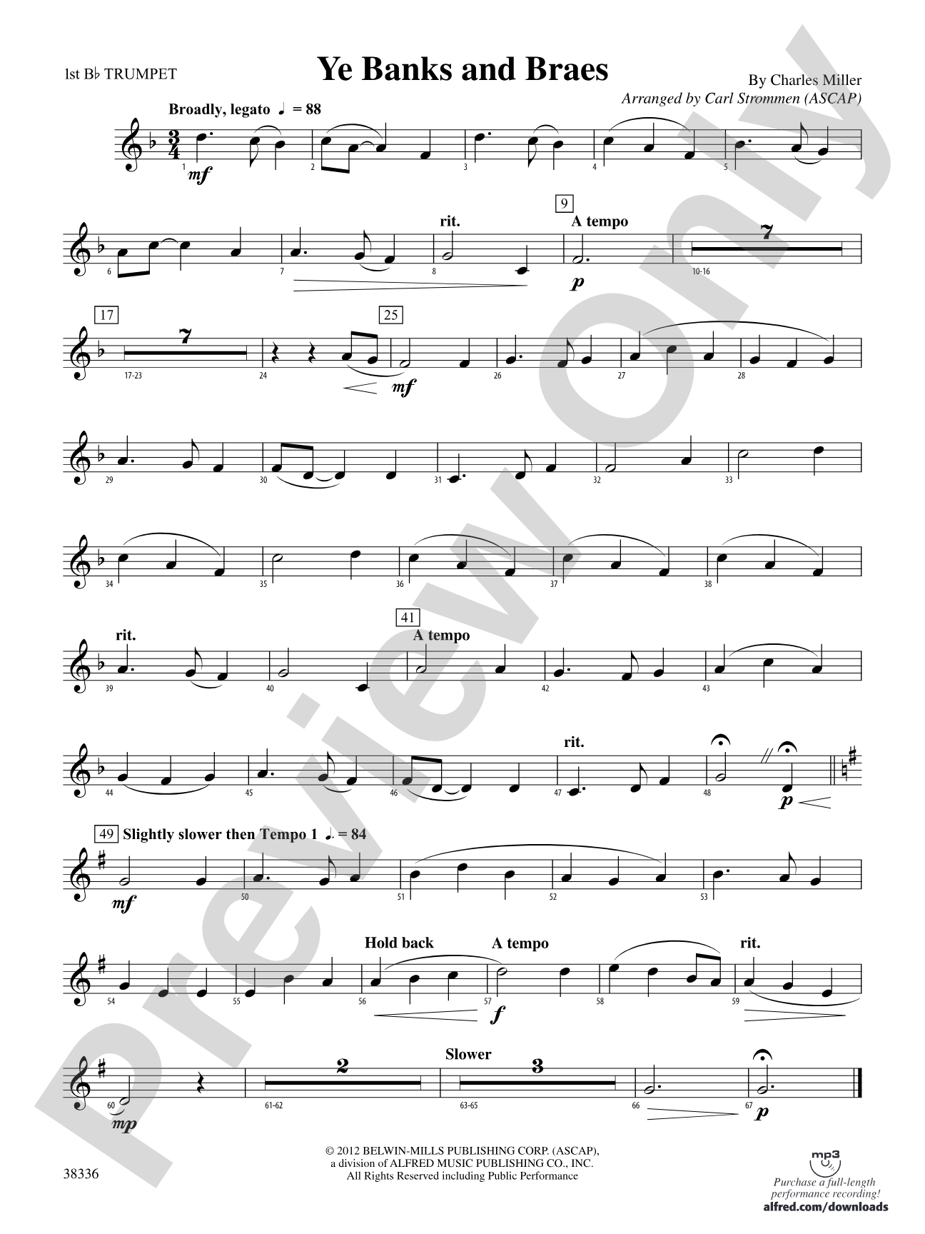 Ye Banks and Braes: 1st B-flat Trumpet