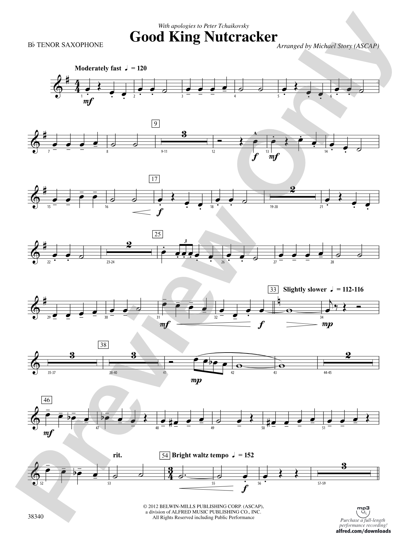 Good King Nutcracker: B-flat Tenor Saxophone