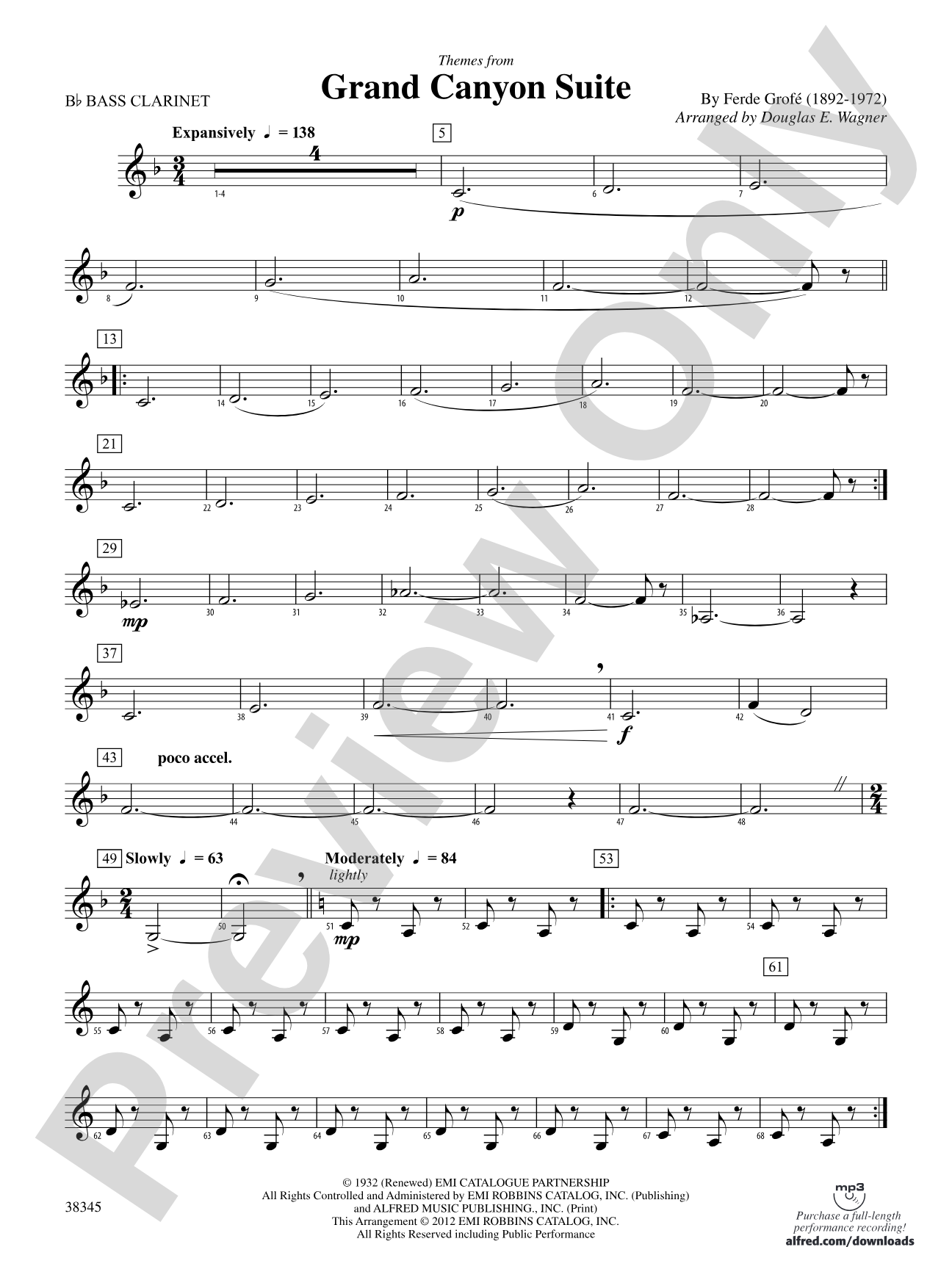 Grand Canyon Suite, Themes from: B-flat Bass Clarinet