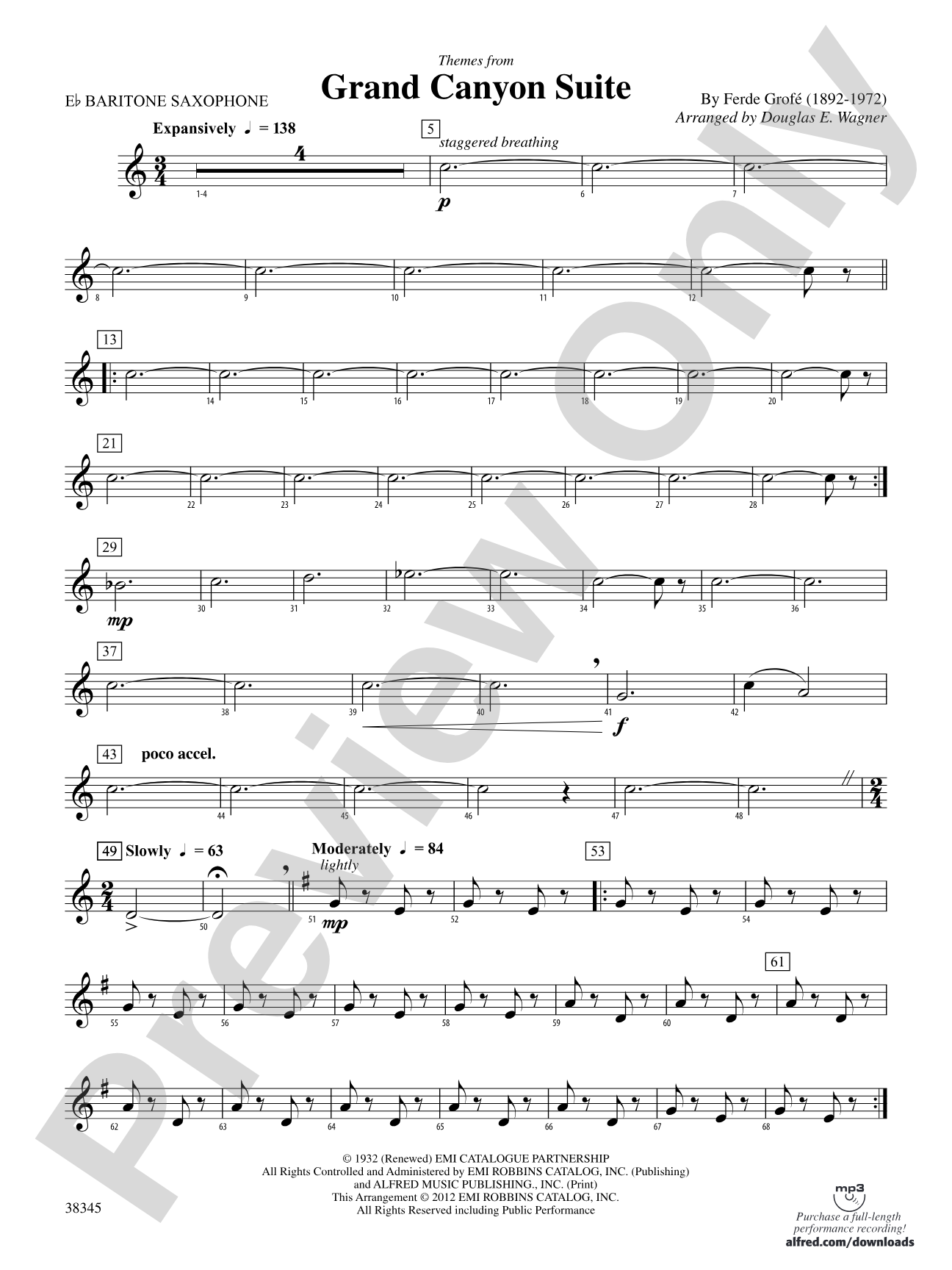 Grand Canyon Suite, Themes from: E-flat Baritone Saxophone
