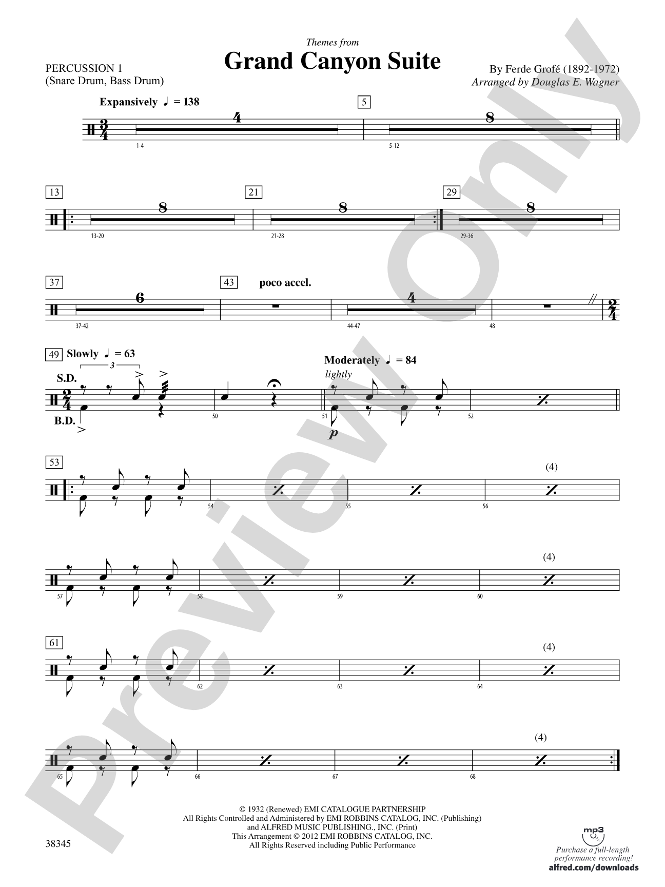 Grand Canyon Suite, Themes from: 1st Percussion