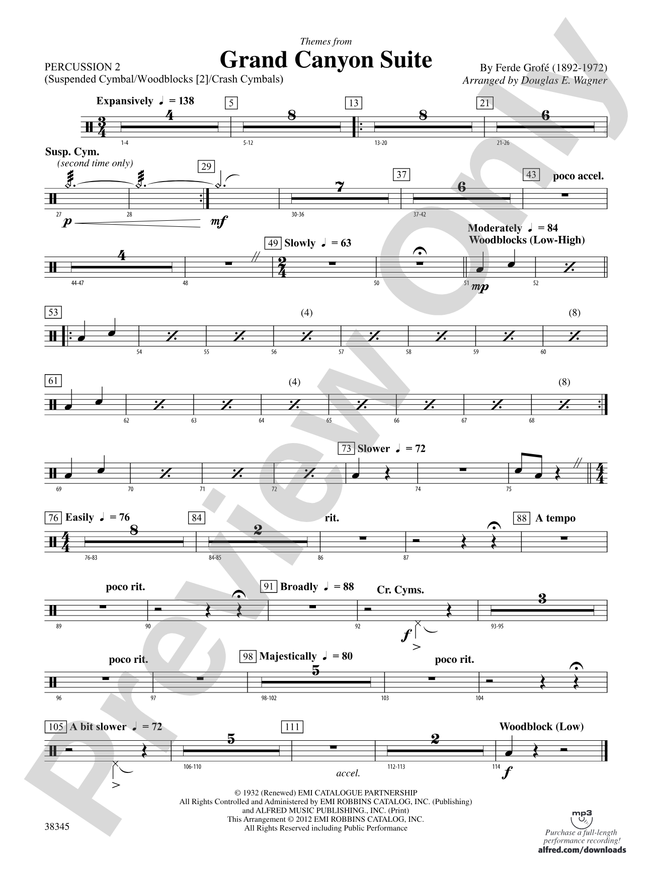 Grand Canyon Suite, Themes from: 2nd Percussion