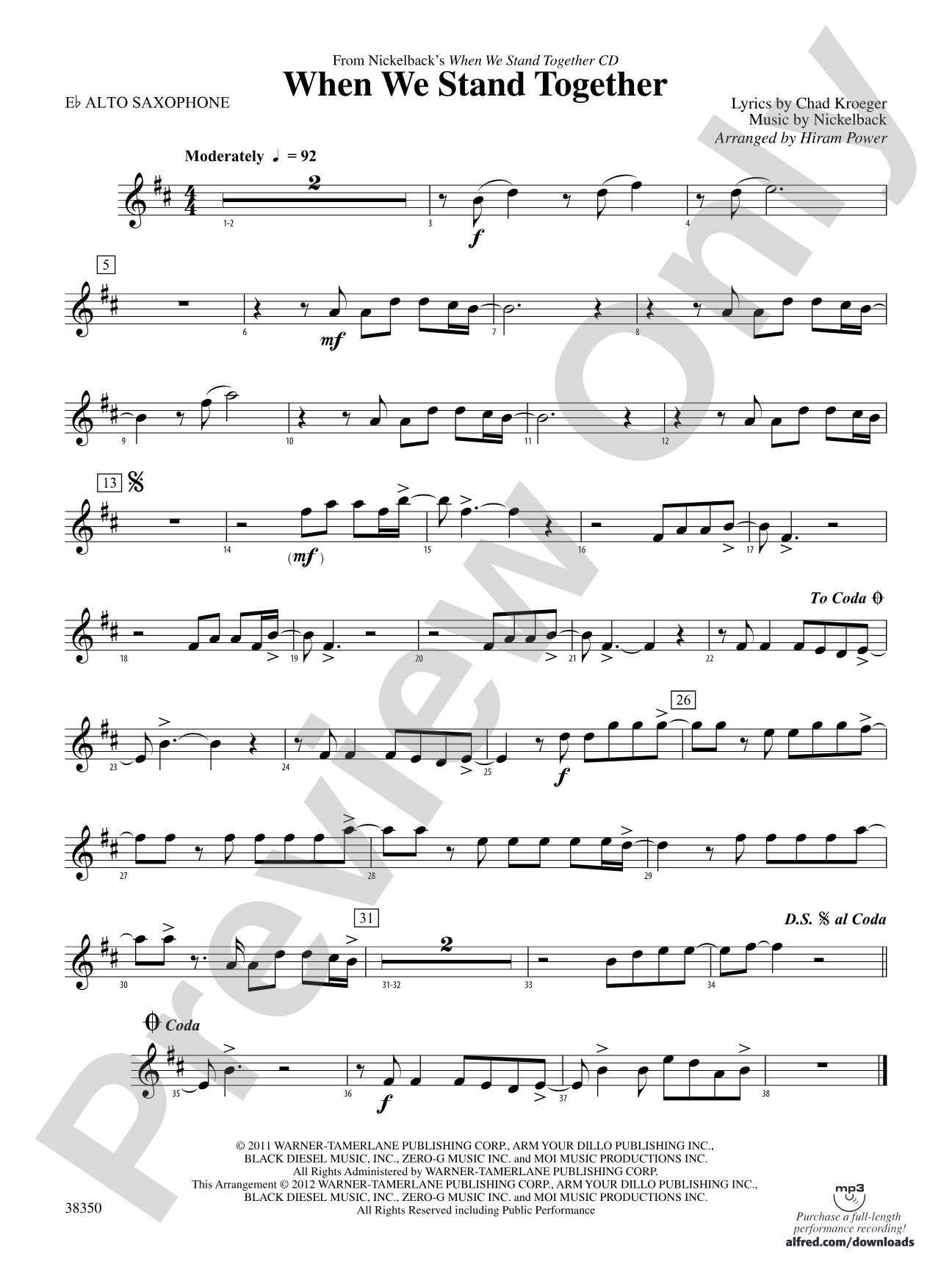 When We Stand Together: E-flat Alto Saxophone