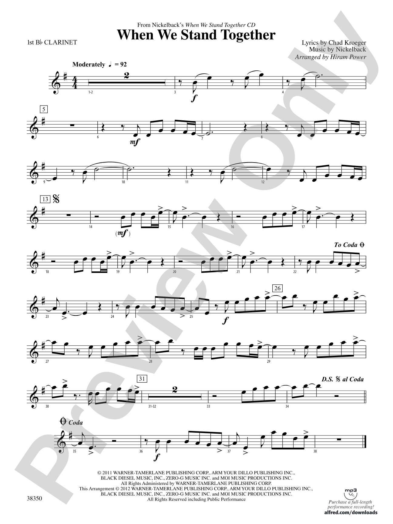 When We Stand Together: 1st B-flat Clarinet