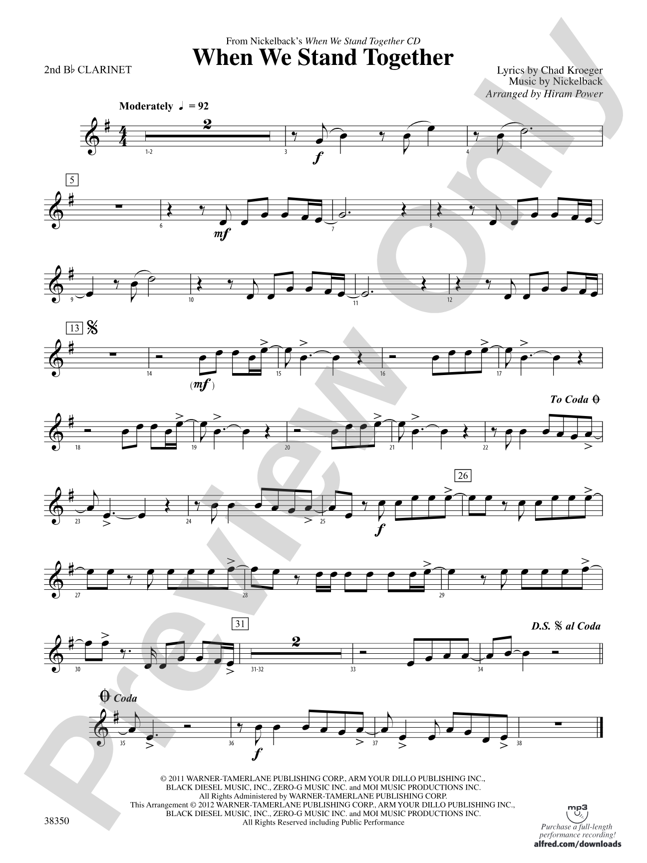 When We Stand Together: 2nd B-flat Clarinet