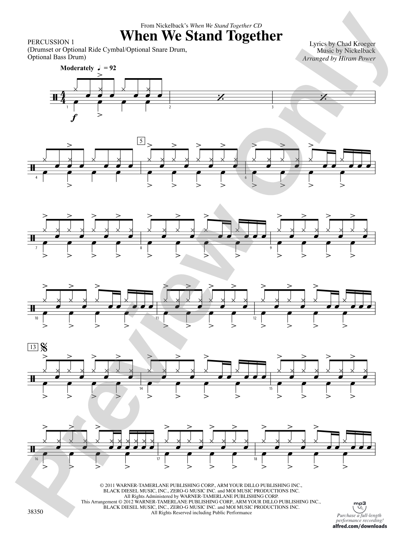 When We Stand Together: 1st Percussion