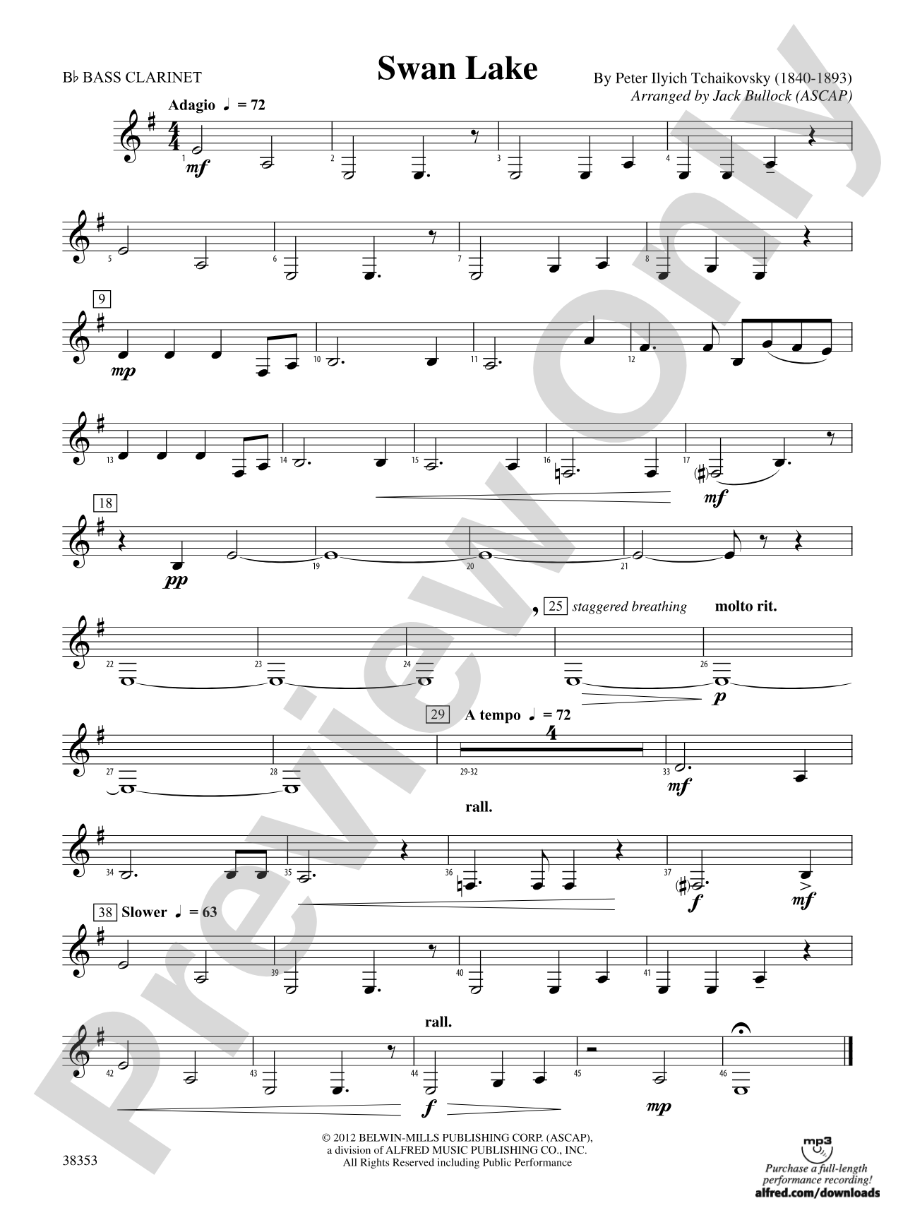 Swan Lake: B-flat Bass Clarinet