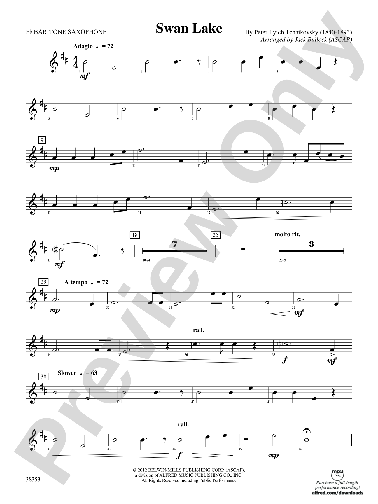 Swan Lake: E-flat Baritone Saxophone