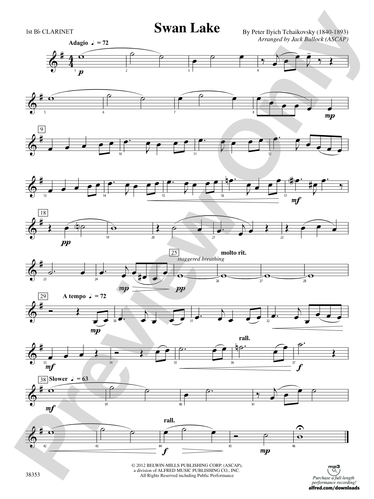 Swan Lake: 1st B-flat Clarinet