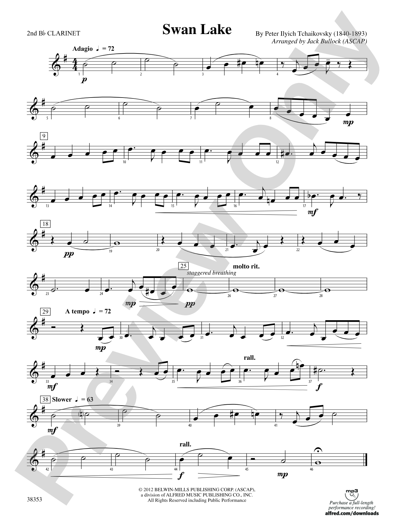 Swan Lake: 2nd B-flat Clarinet