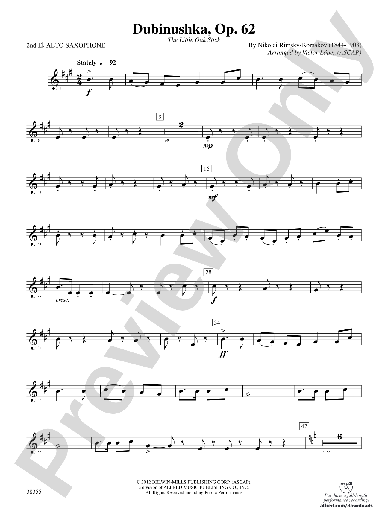 Dubinushka, Op. 62: 2nd E-flat Alto Saxophone