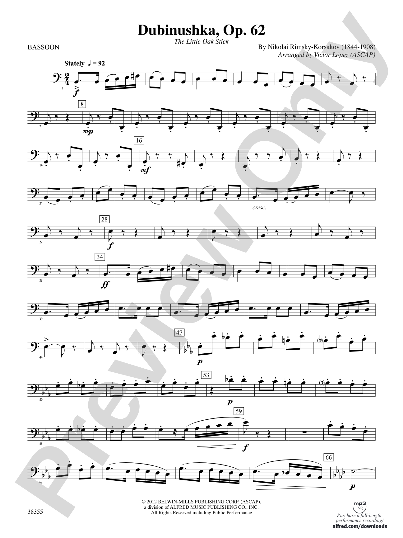 Dubinushka, Op. 62: Bassoon