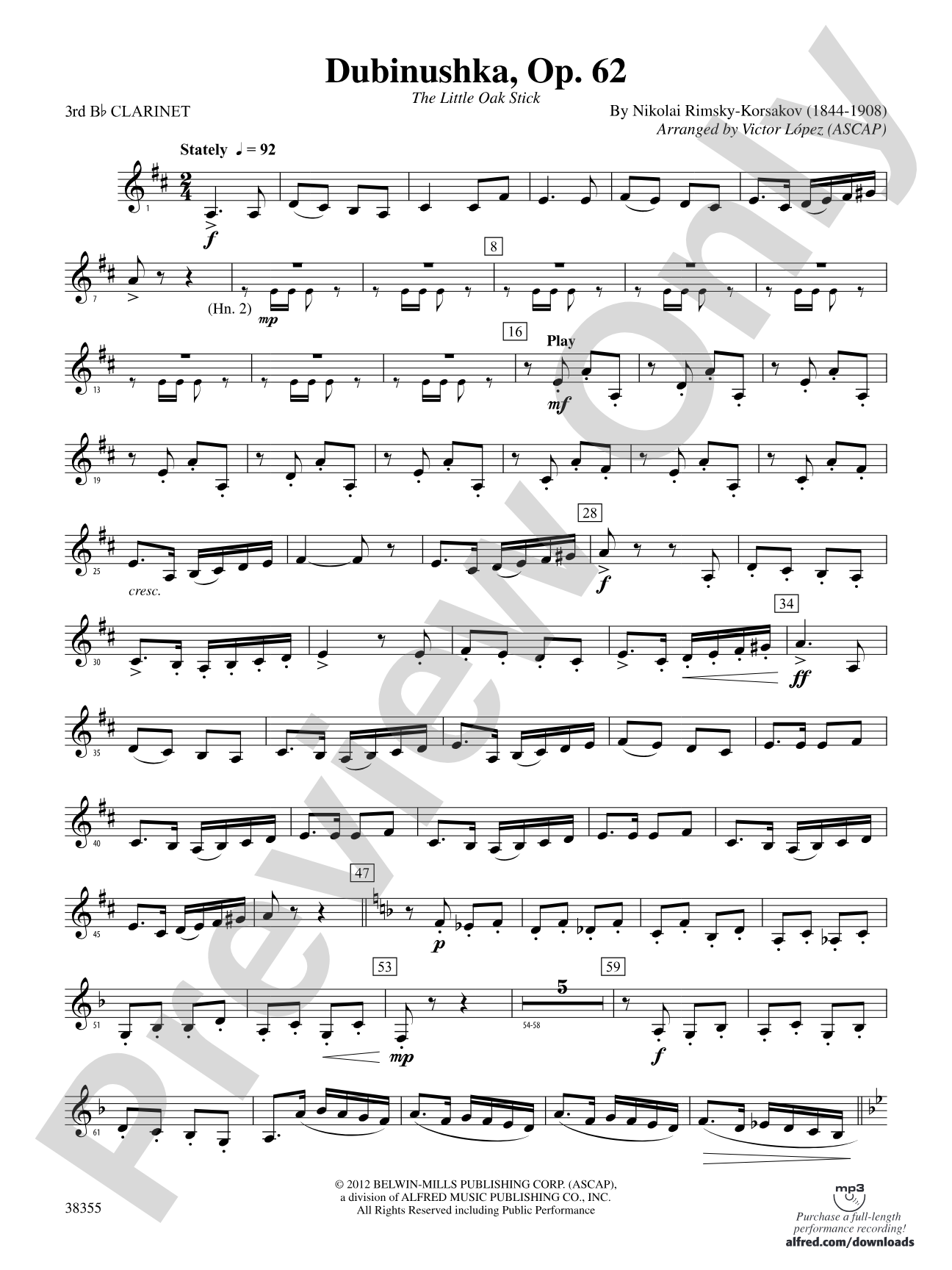 Dubinushka, Op. 62: 3rd B-flat Clarinet